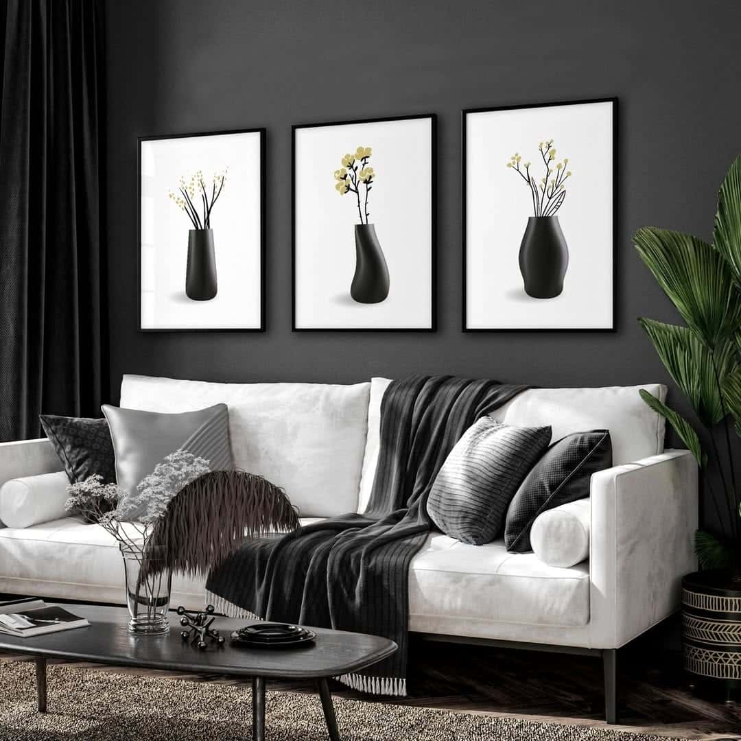 Flowers Artwork | Floral Nature Wall Art | Trio, A2 at XILEF Art