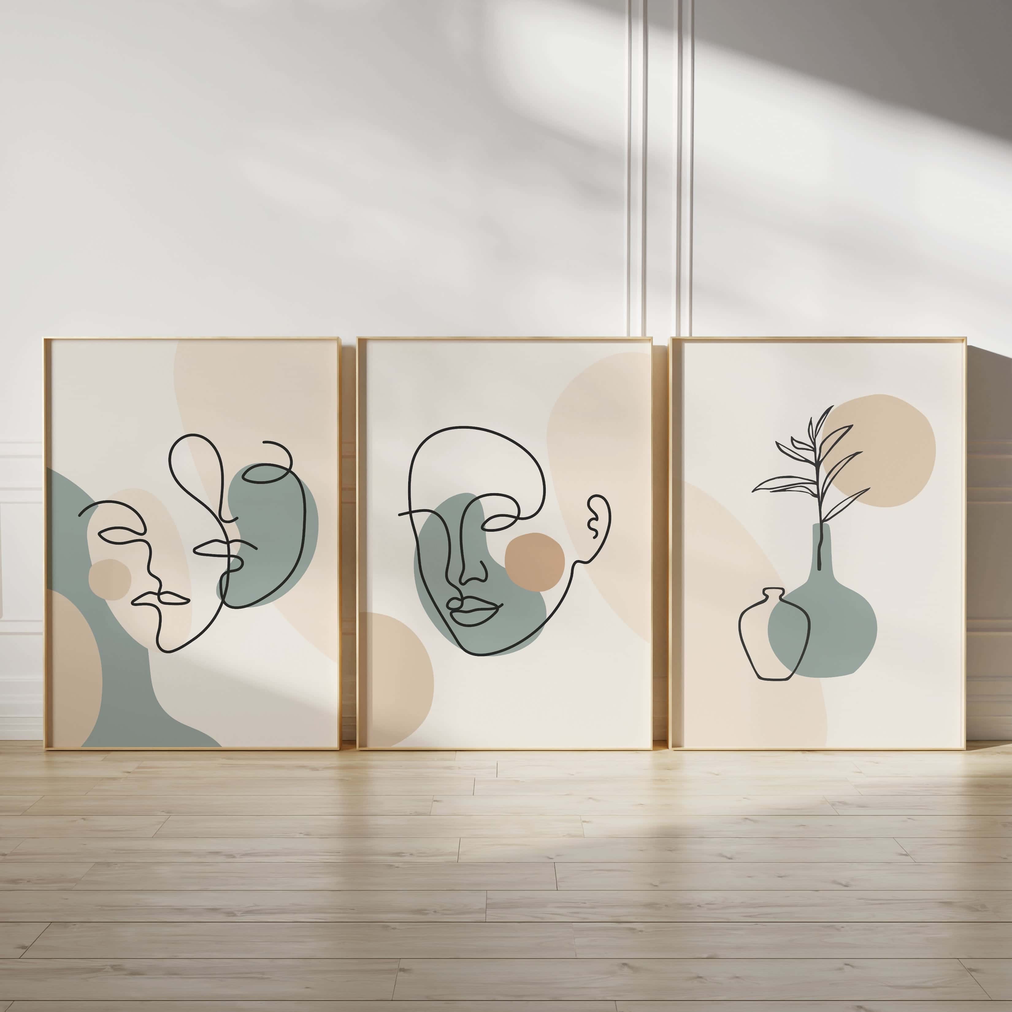 Minimalist Artwork | Modest Wall Art Style | Trio Set, A2 at XILEF Art