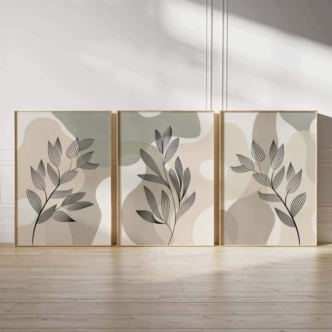 Minimalist Artwork | Modest Wall Art Style | Trio Set, A2 at XILEF Art