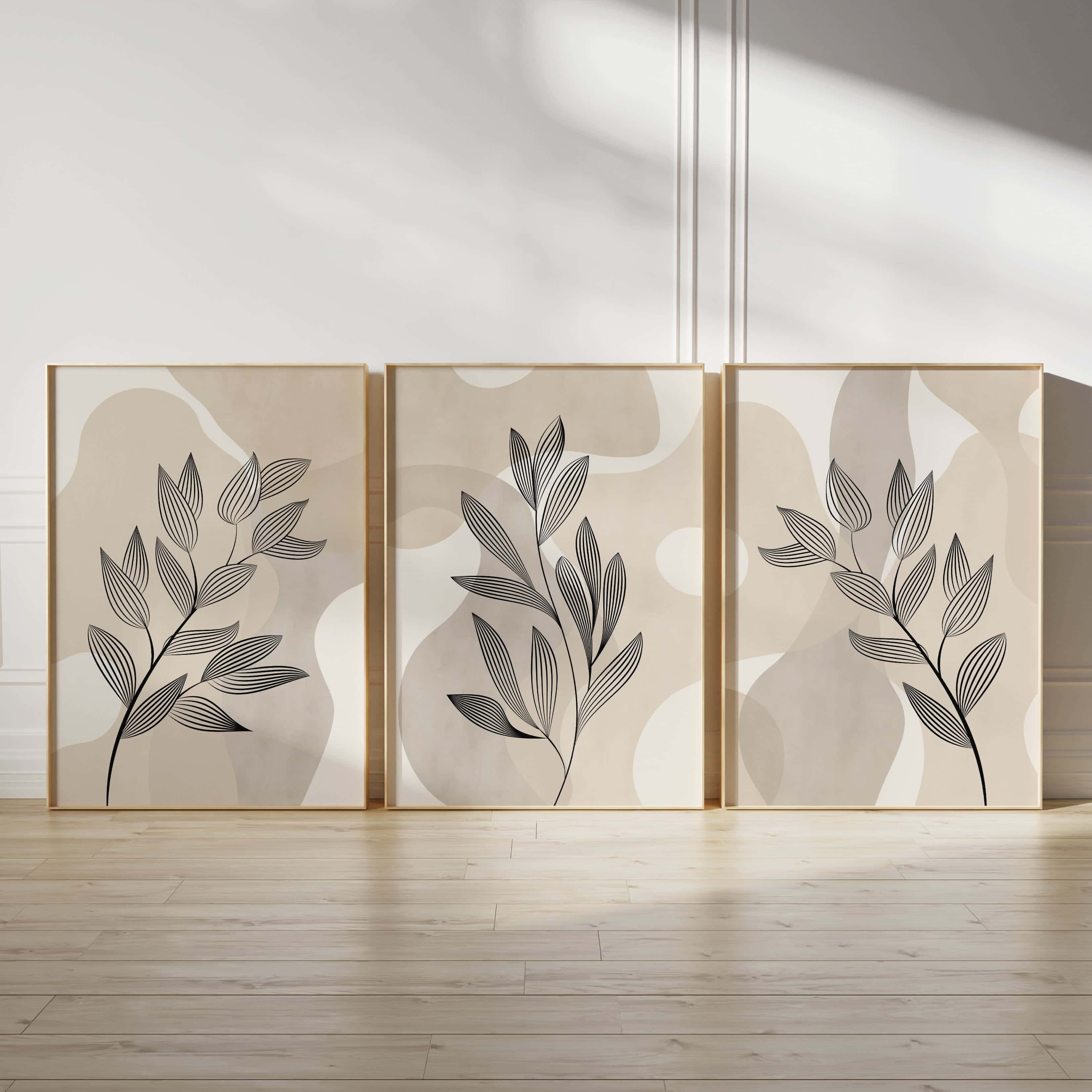 Minimalist Artwork | Modest Wall Art Style | Trio Set, A2 at XILEF Art