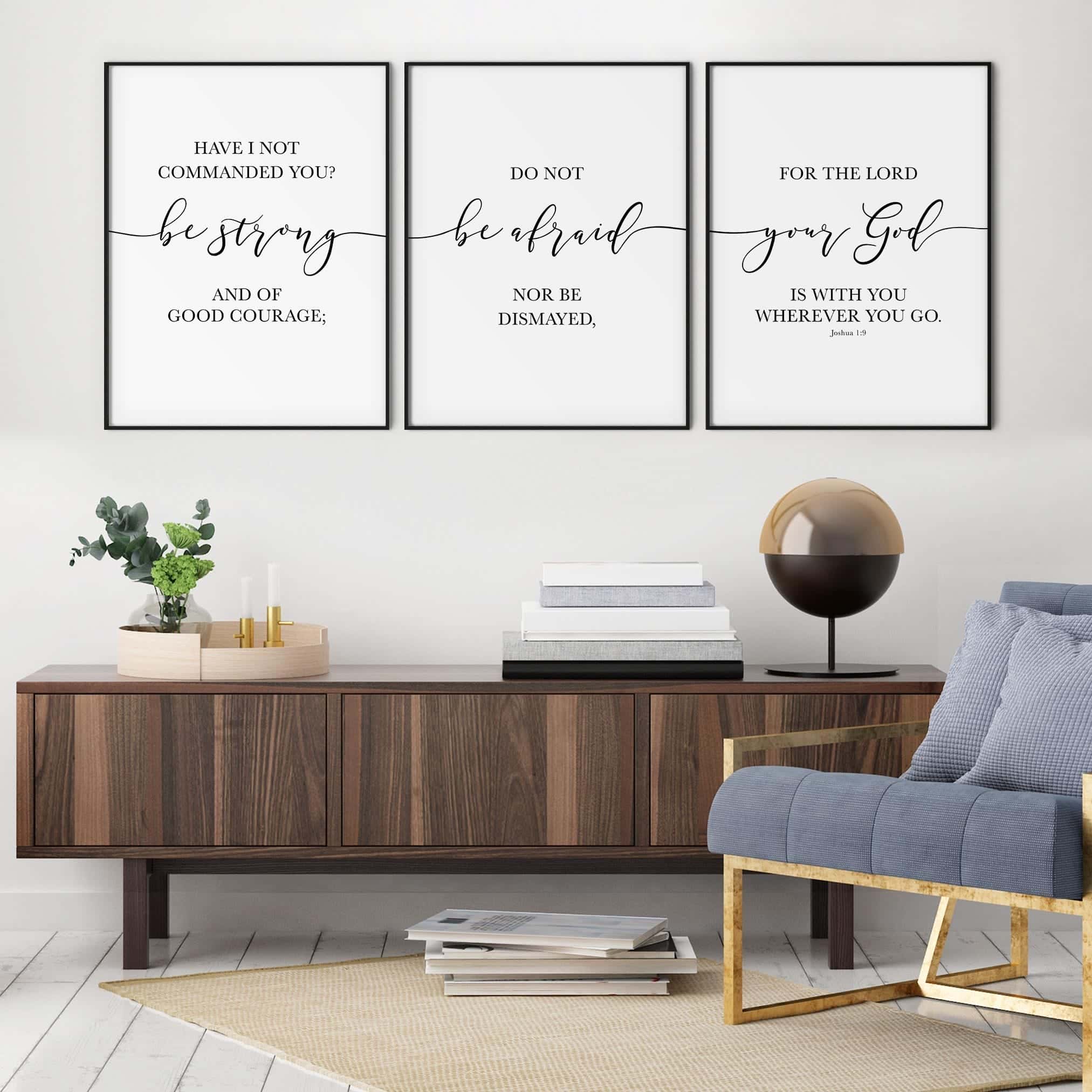 Have I Not Commanded You, Joshua 1:9 | Trio Set, Christian Wall Art, A3 at XILEF Art