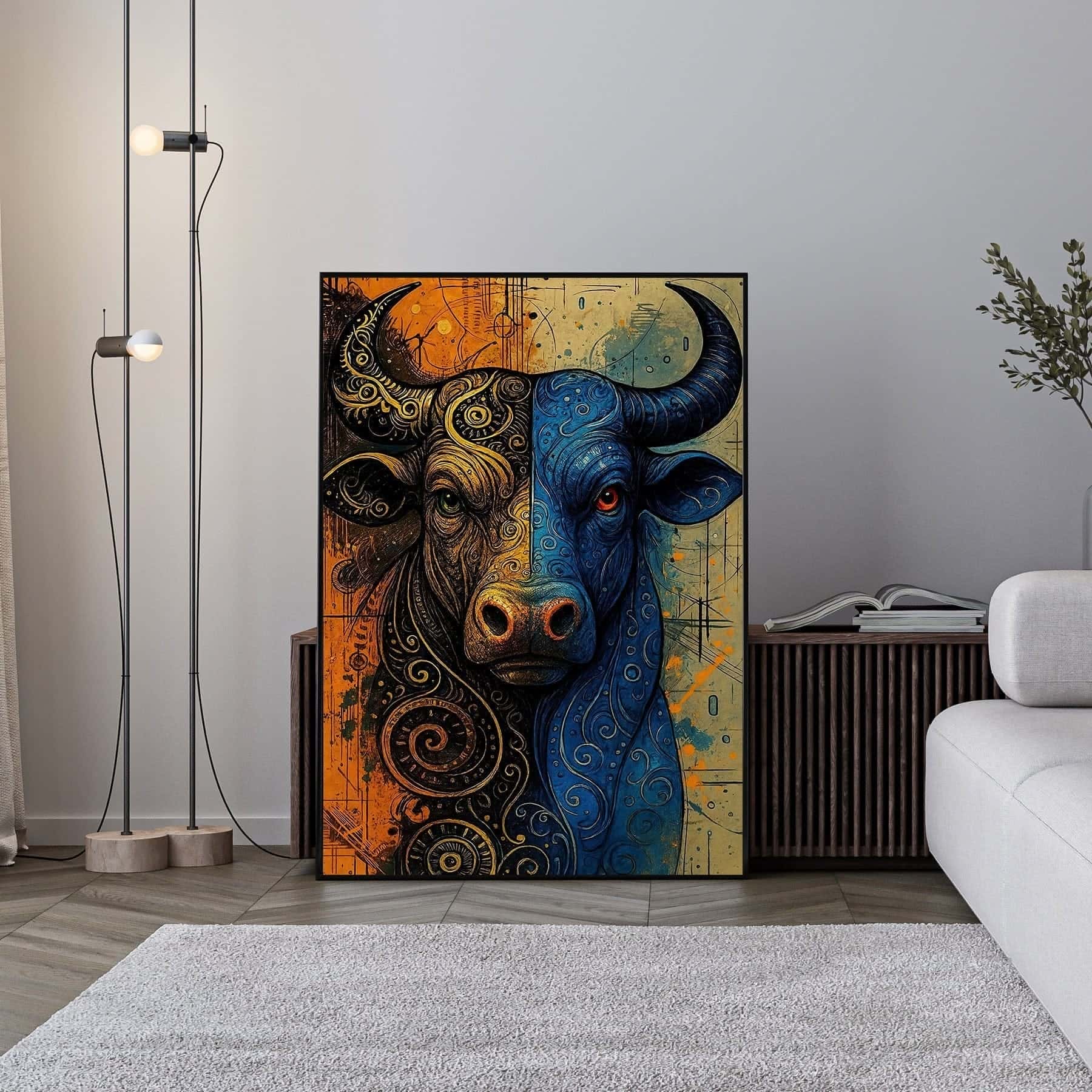 Abstract Bull | Wildlife Artwork | Nature Wall Art | A2 at XILEF Art