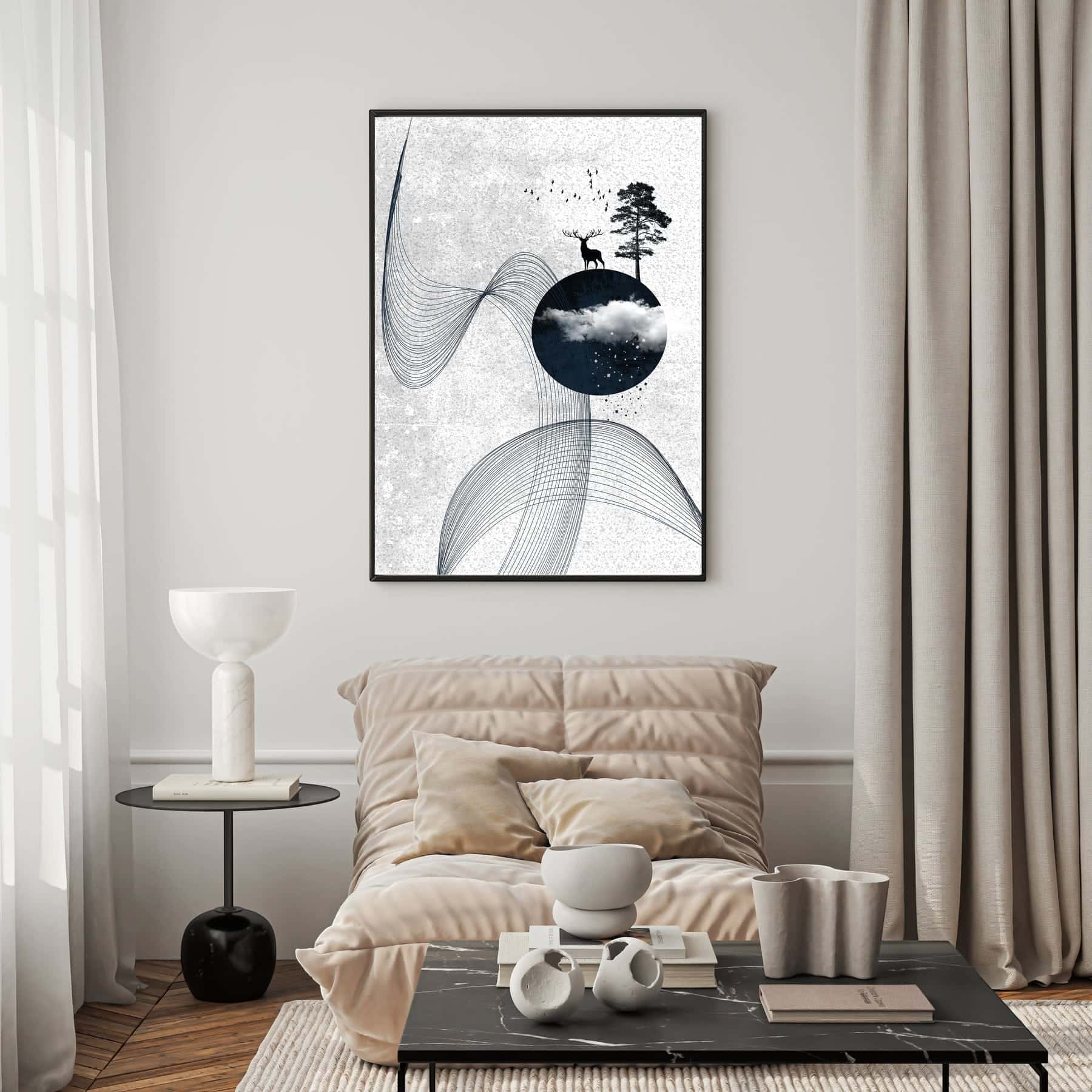 African Deer Tree | Wildlife Artwork | Nature Wall Art | A2 at XILEF Art