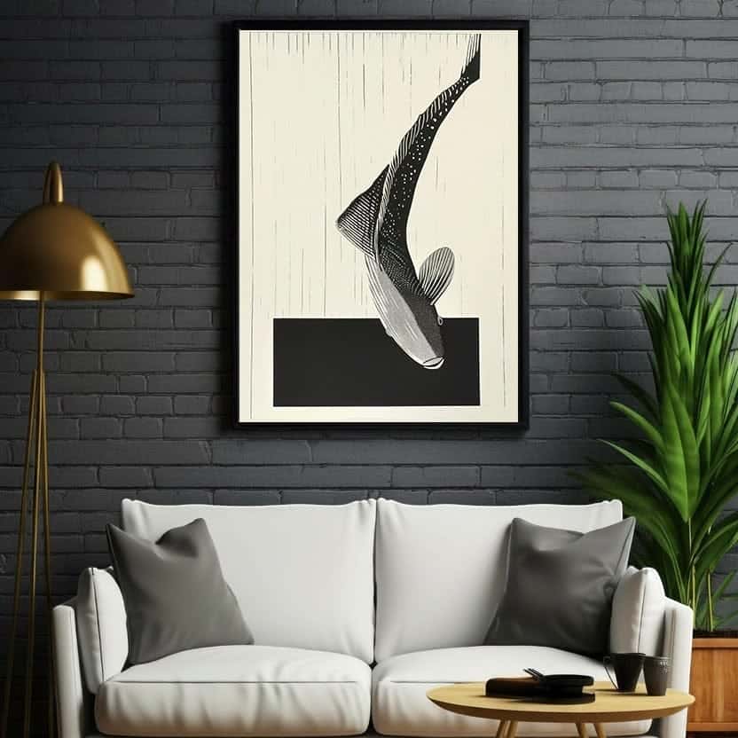 Fish B/W | Wildlife Artwork | Nature Wall Art | A2 at XILEF Art
