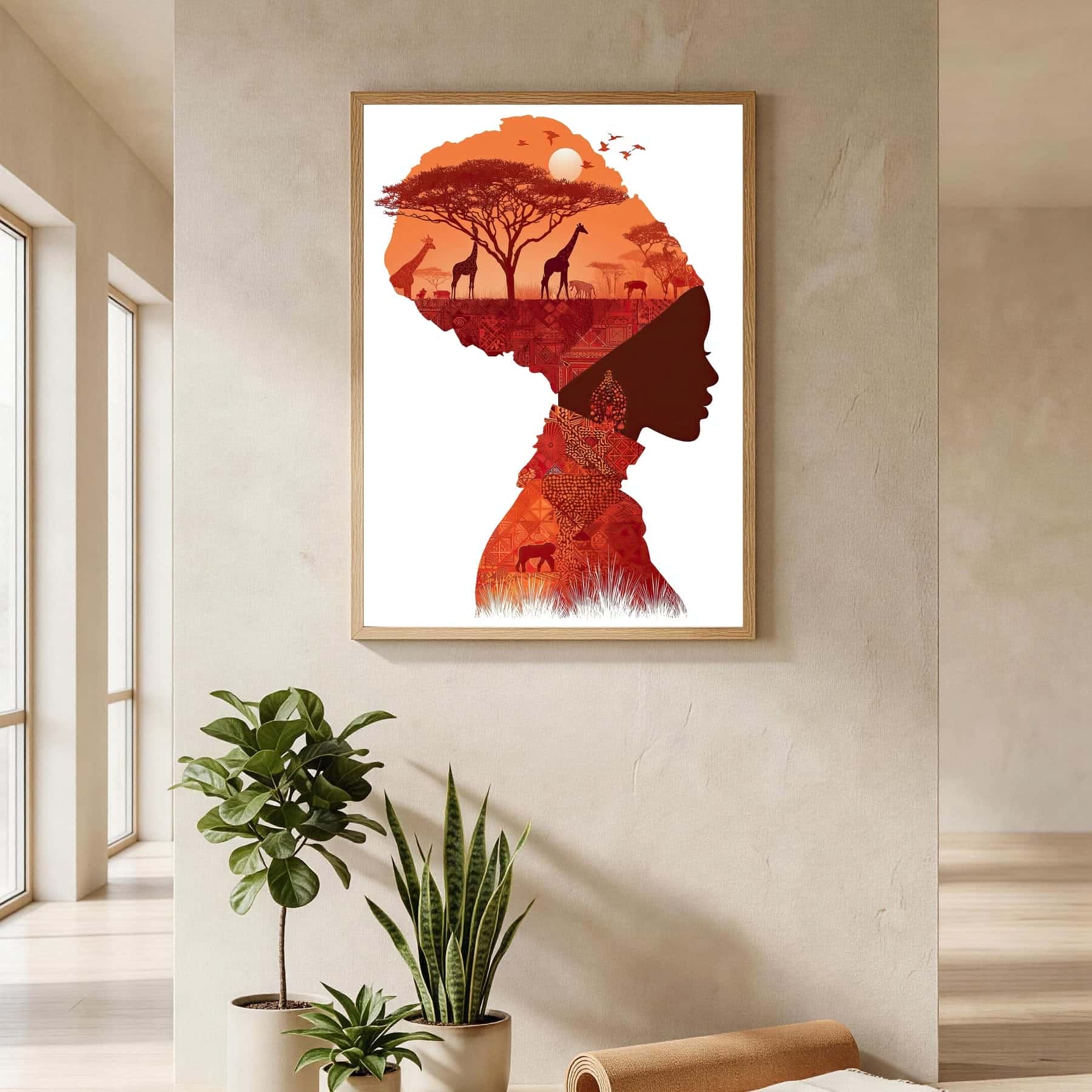 African Silhouette Sunset Savanna | Wildlife Artwork | Nature Wall Art | A2 at XILEF Art