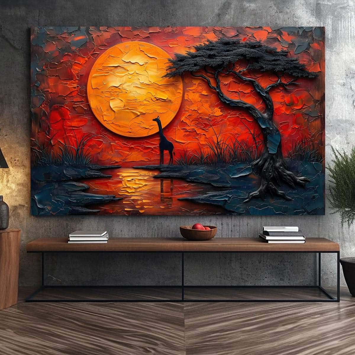 Africa, Giraffe, Sunset | Wildlife Artwork | Nature Wall Art | A2 at XILEF Art