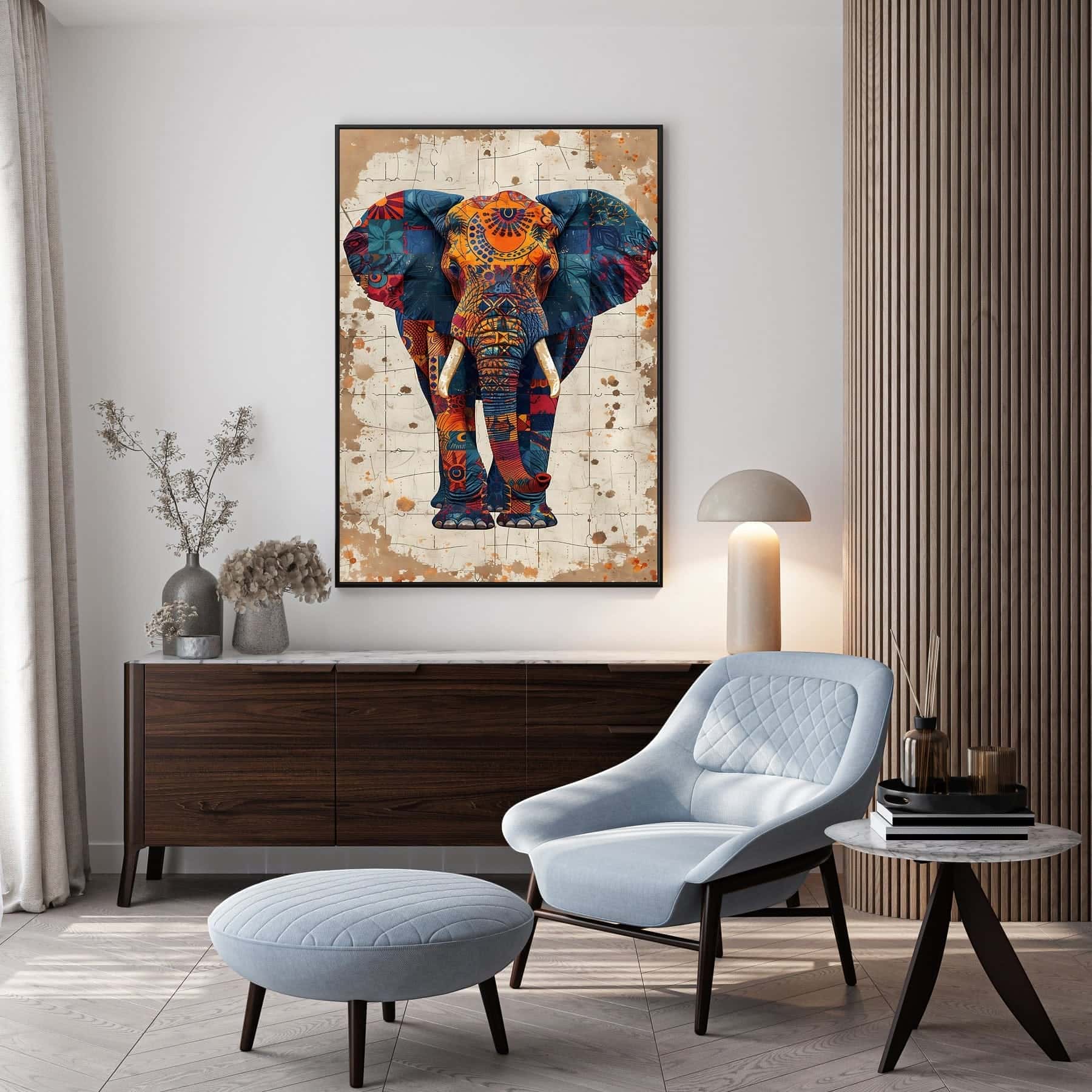 Bohemian Elephant | Wildlife Artwork | Nature Wall Art | A2 at XILEF Art