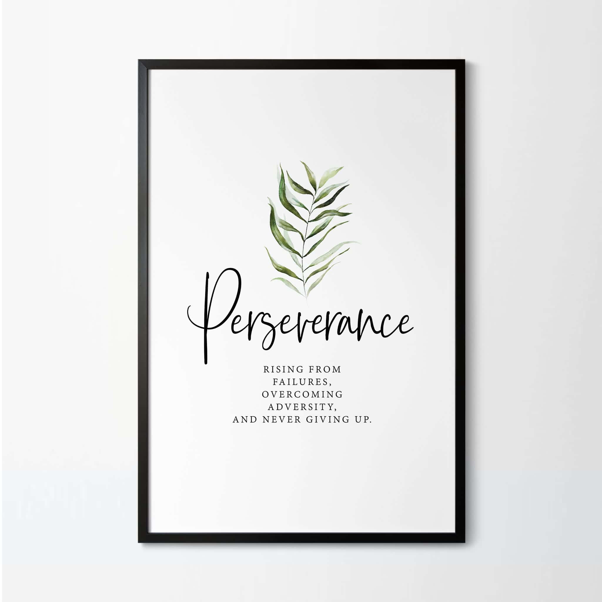 'Perseverance' Word Definition Artwork | Single, Inspiration Wall Art, A4 at XILEF Art