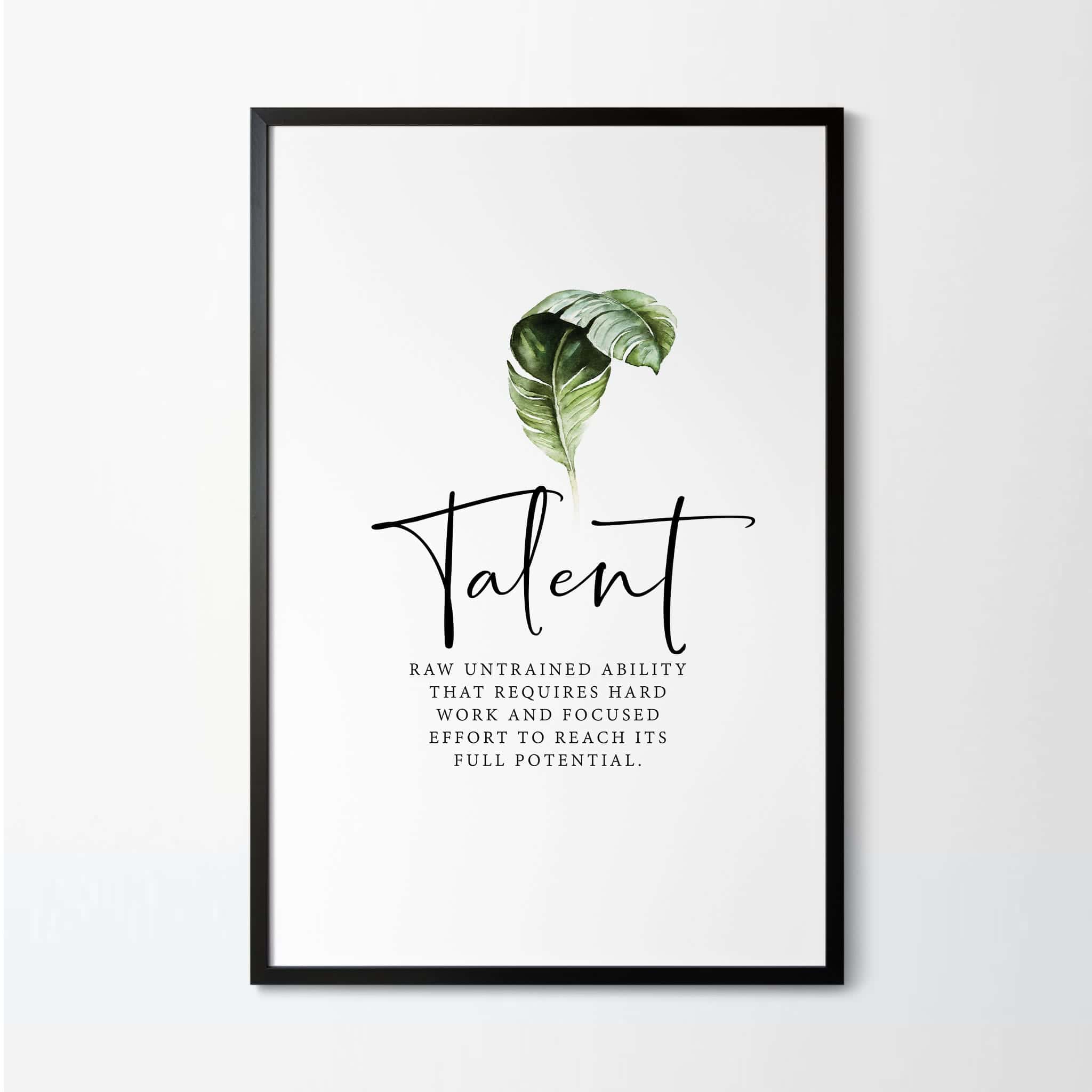 'Talent' Word Definition Artwork | Single, Inspiration Wall Art, A4 at XILEF Art
