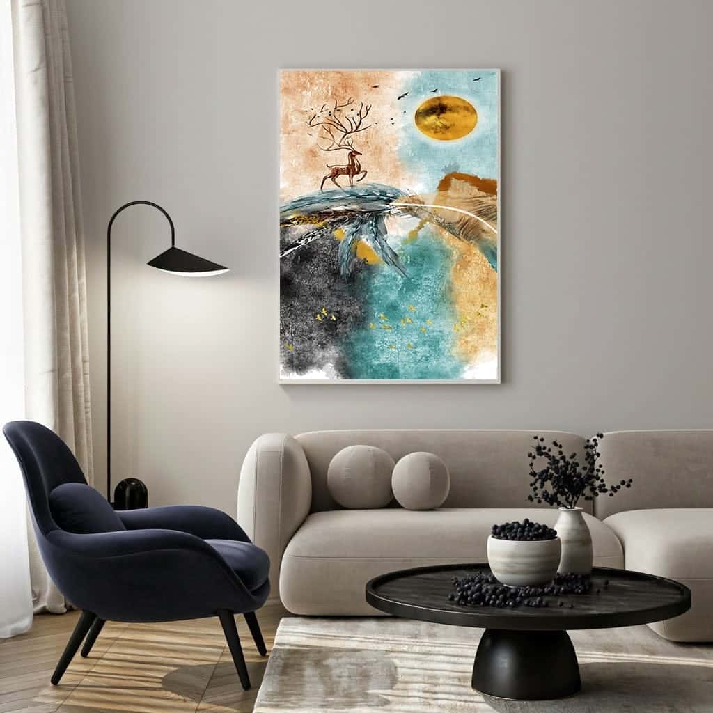 Deer on the Mountain | Wildlife Artwork | Nature Wall Art | A2 at XILEF Art