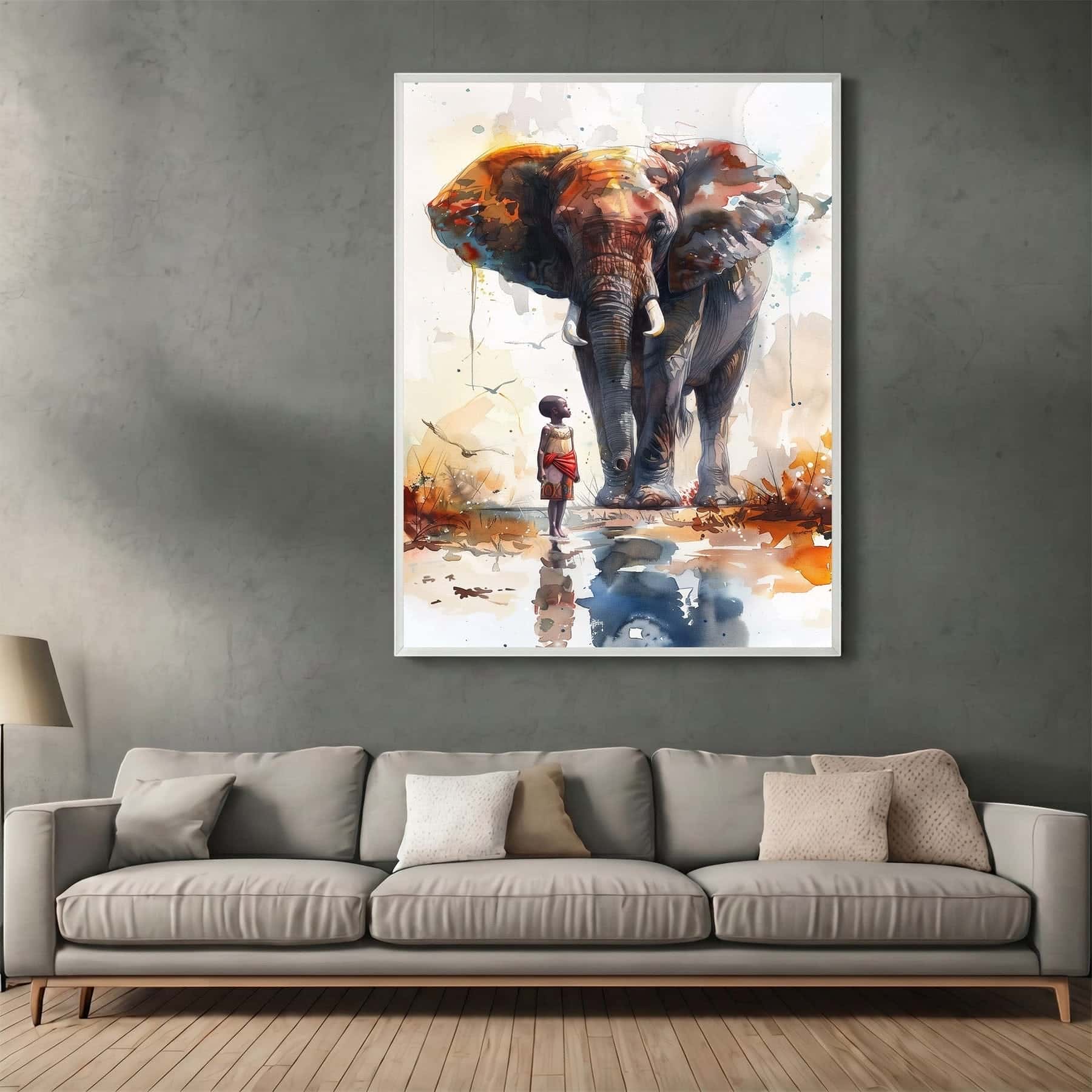 Elephant & Child | Wildlife Artwork | Nature Wall Art | A2 at XILEF Art
