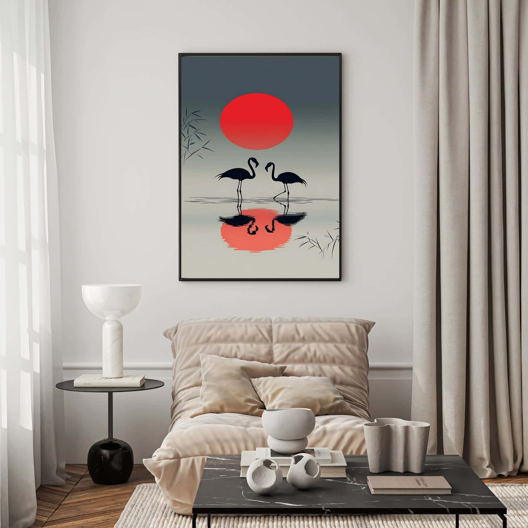 Flamingos | Wildlife Artwork | Nature Wall Art | A2 at XILEF Art