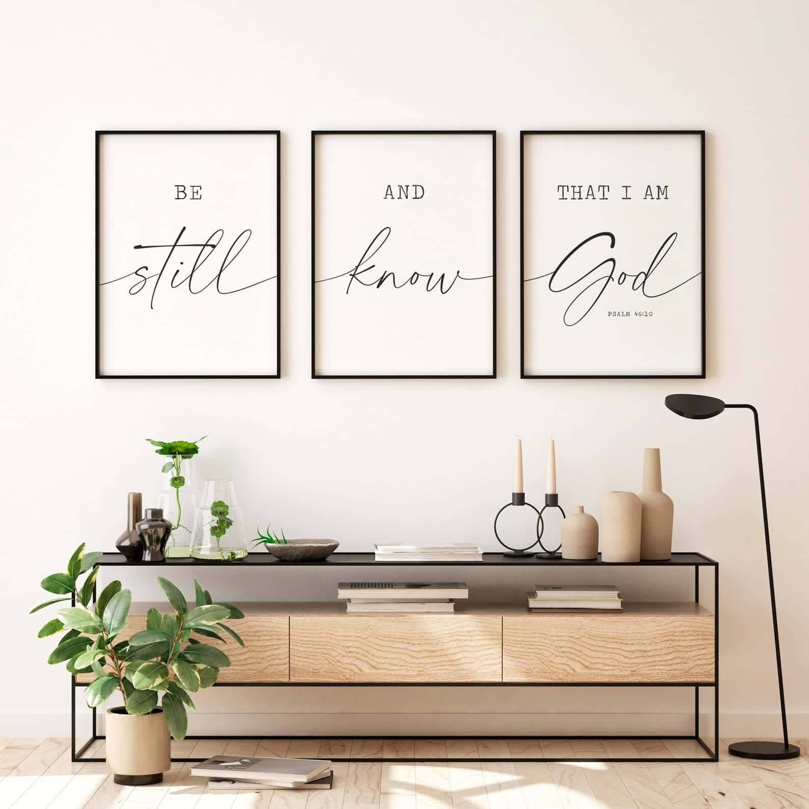 Be Still and Know that I Am God, Psalm 46:10 | Trio Set, Christian Wall Art, A3 at XILEF Art