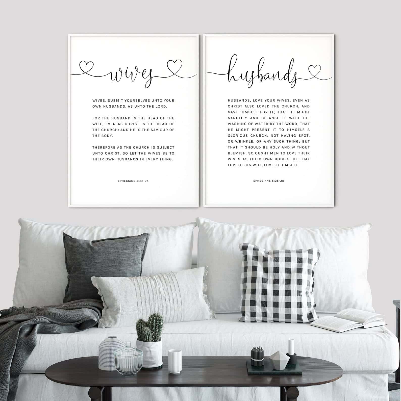 Love Bible Verses | Custom Wedding Gift | Custom Couple Gift | Custom Anniversary Gift | Trio Set Wall Art, A3 at XILEF Art