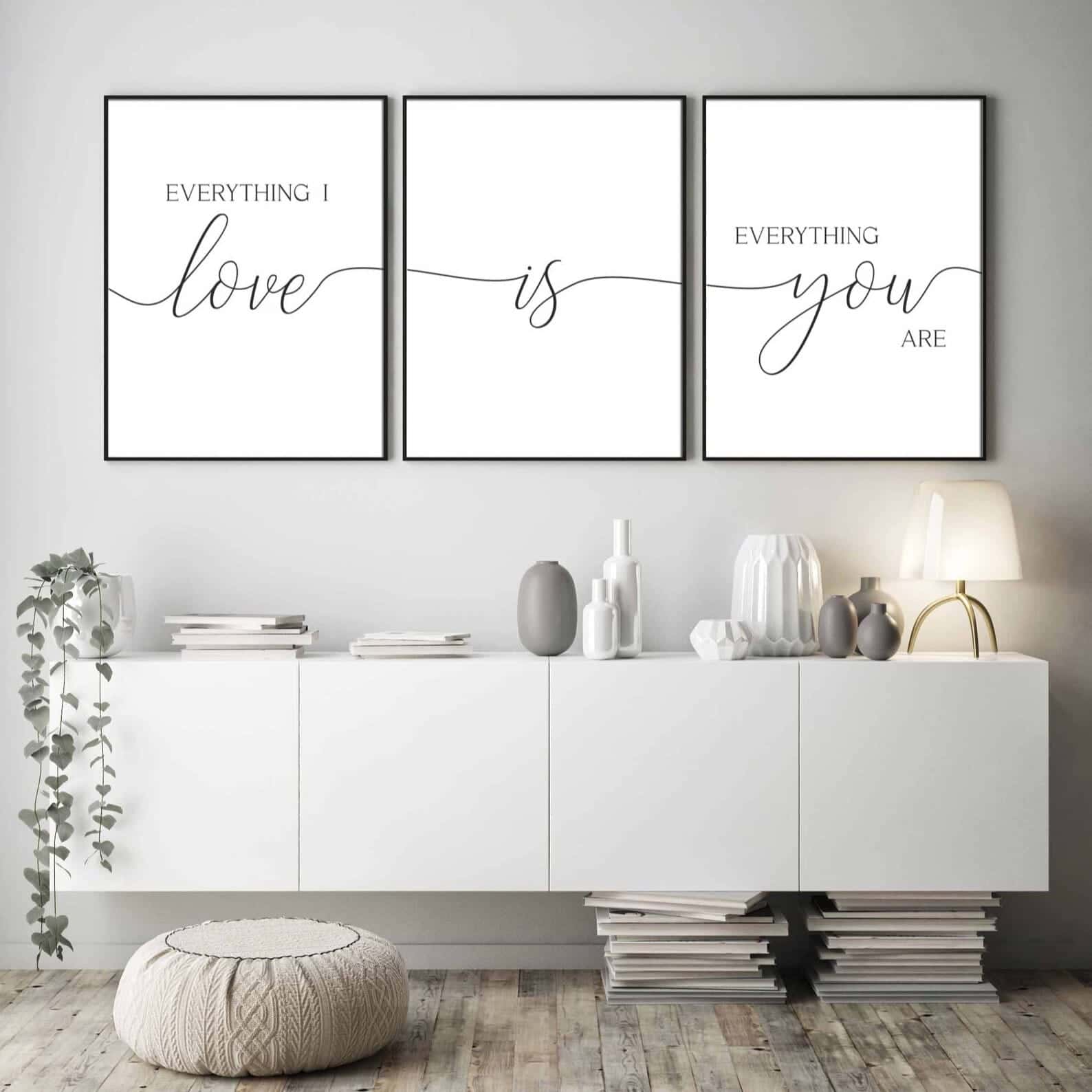 Everything I Love is Everything You Are, Lovely Couple Wall Art | Trio Set, A2 at XILEF Art