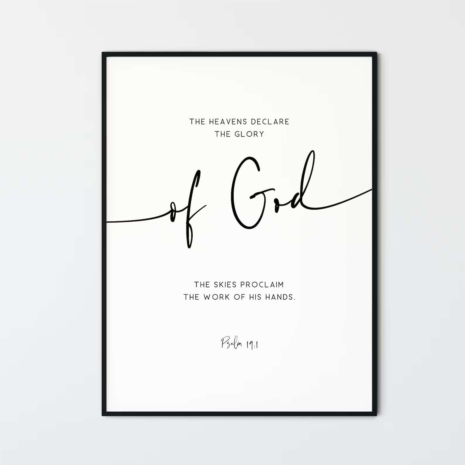 The Heavens Declare The Glory of God, Psalm 19:1 | Single, Christian Wall Art, A3 at XILEF Art
