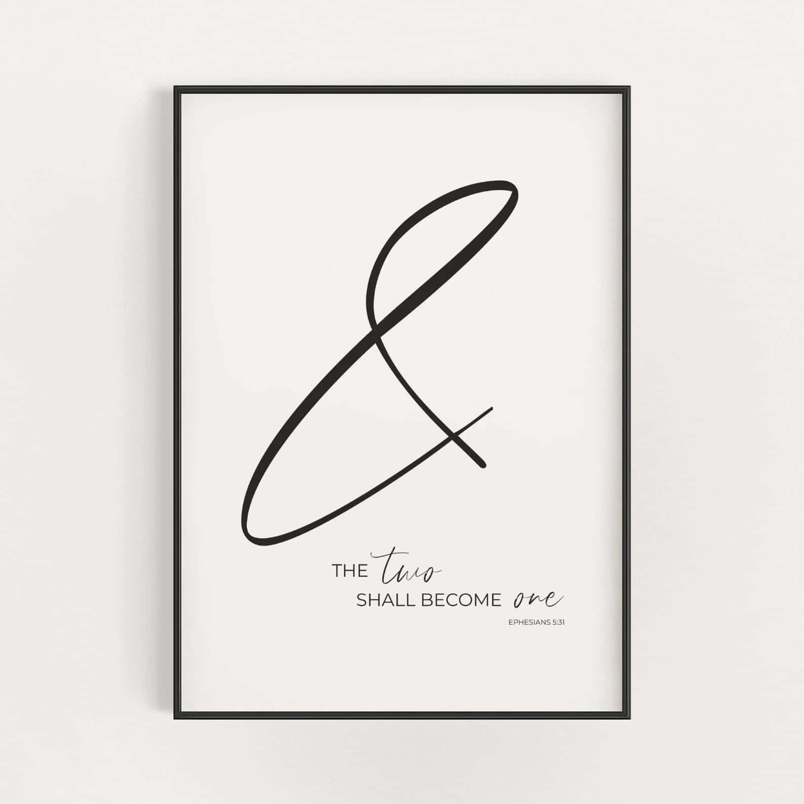 And The Two Shall Become One, Ephesians 5:31 | Single, Christian Wall Art, A3 at XILEF Art