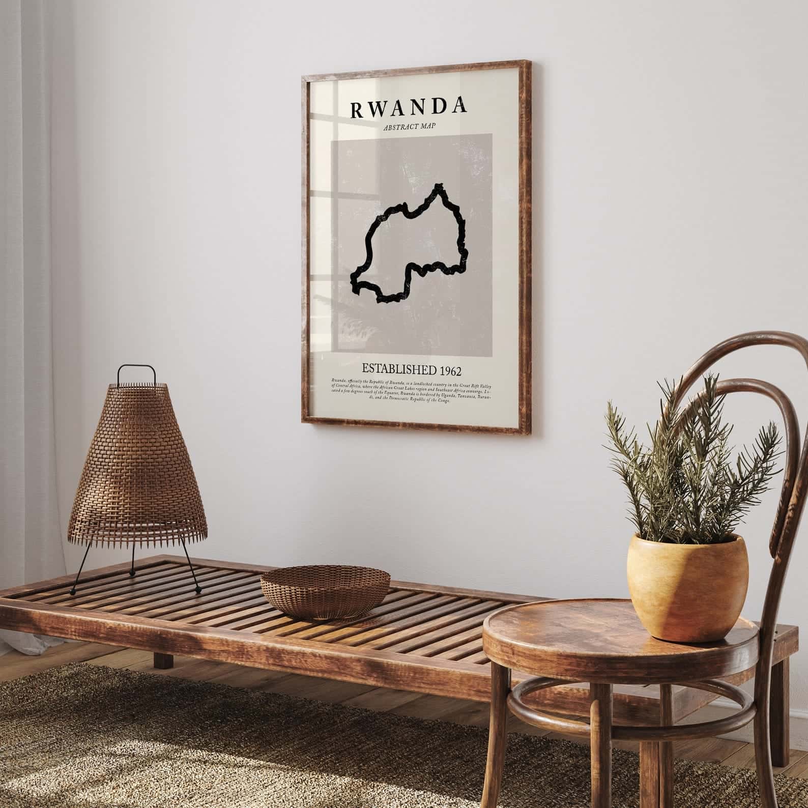 Map of Rwanda Artwork | Maps Wall Art | A2 at XILEF Art