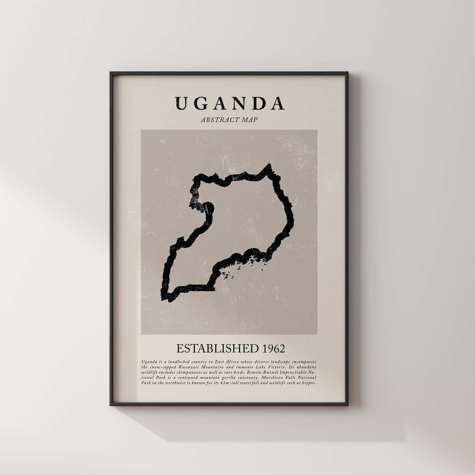 Map of Uganda Artwork | Maps Wall Art | A2 at XILEF Art