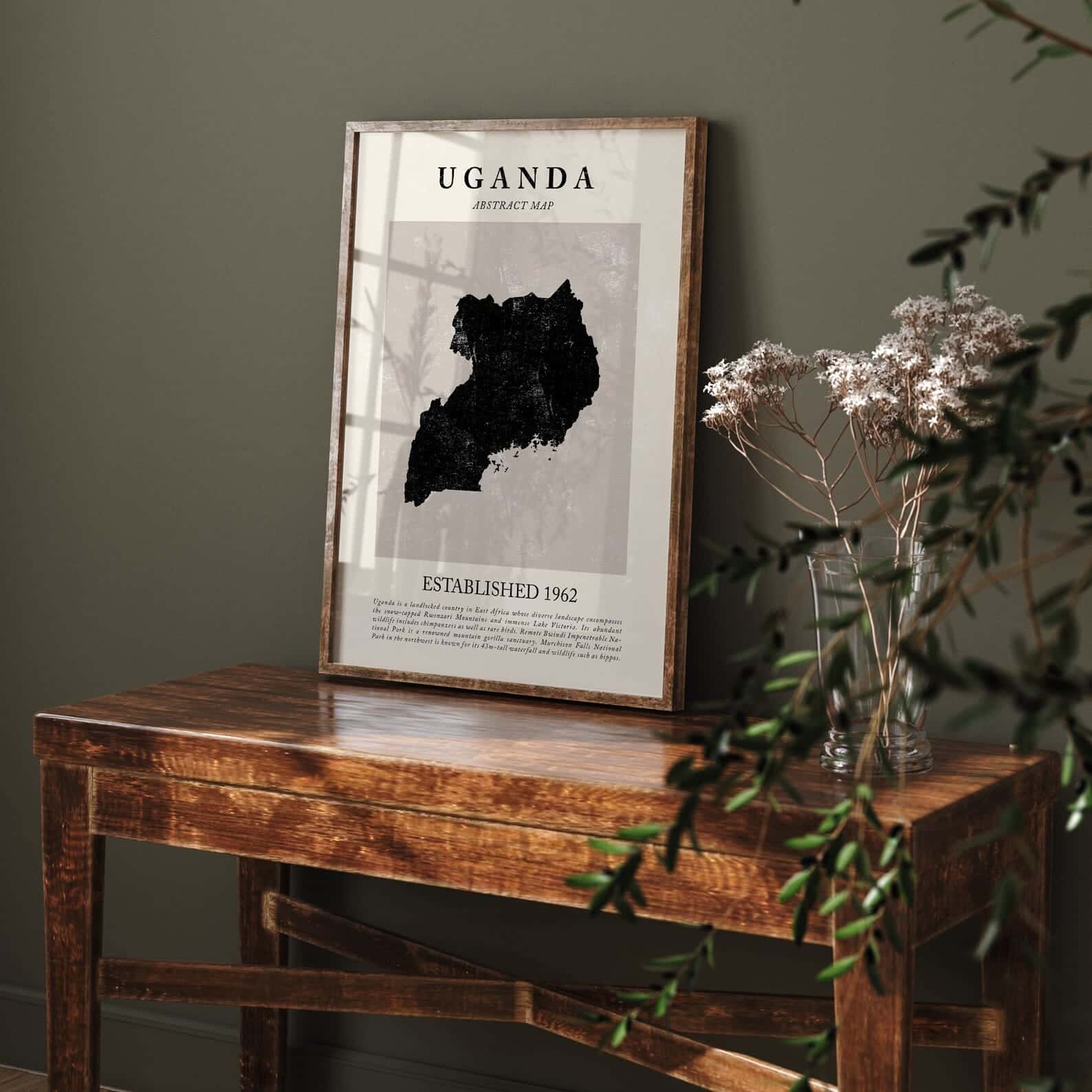 Map of Uganda Artwork | Maps Wall Art | A2 at XILEF Art