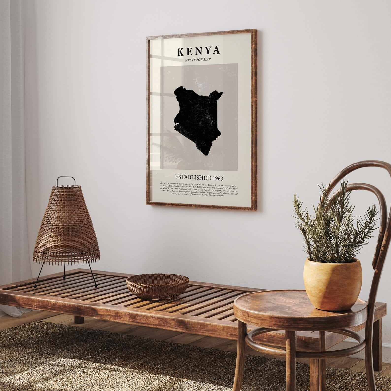 Map of Kenya Artwork | Maps Wall Art | A2 at XILEF Art