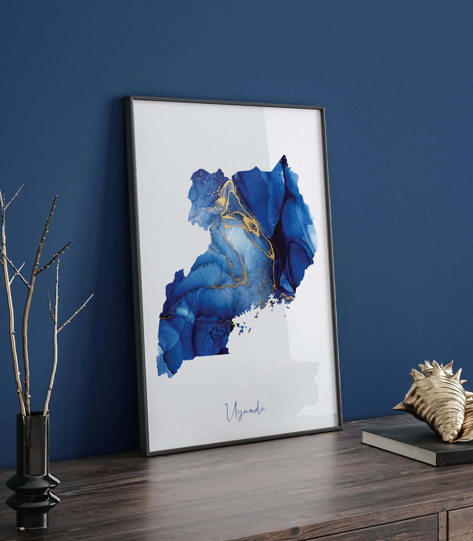 Map of Uganda Artwork | Maps Wall Art | A2 at XILEF Art