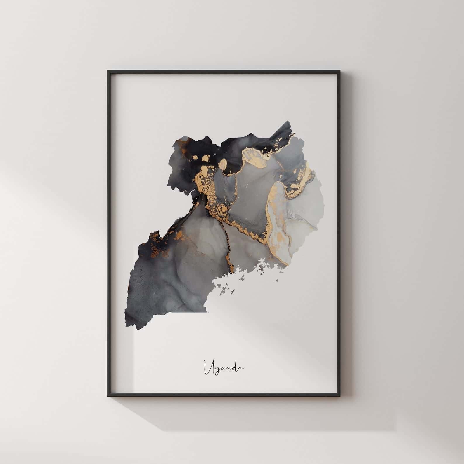 Map of Uganda Artwork | Maps Wall Art | A2 at XILEF Art