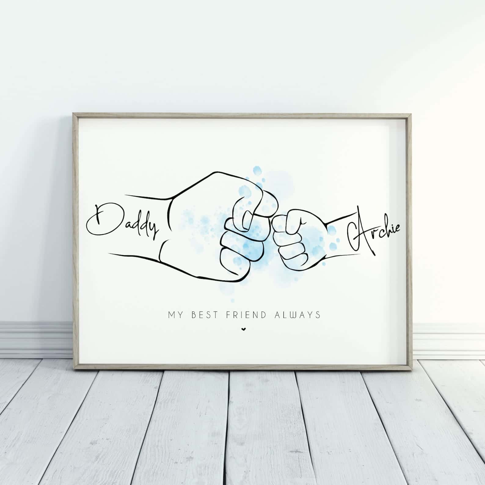 Personalised Family Names Print | Customized Gift for a Father | Custom Wall Art for Daddy | Single, A2 at XILEF Art