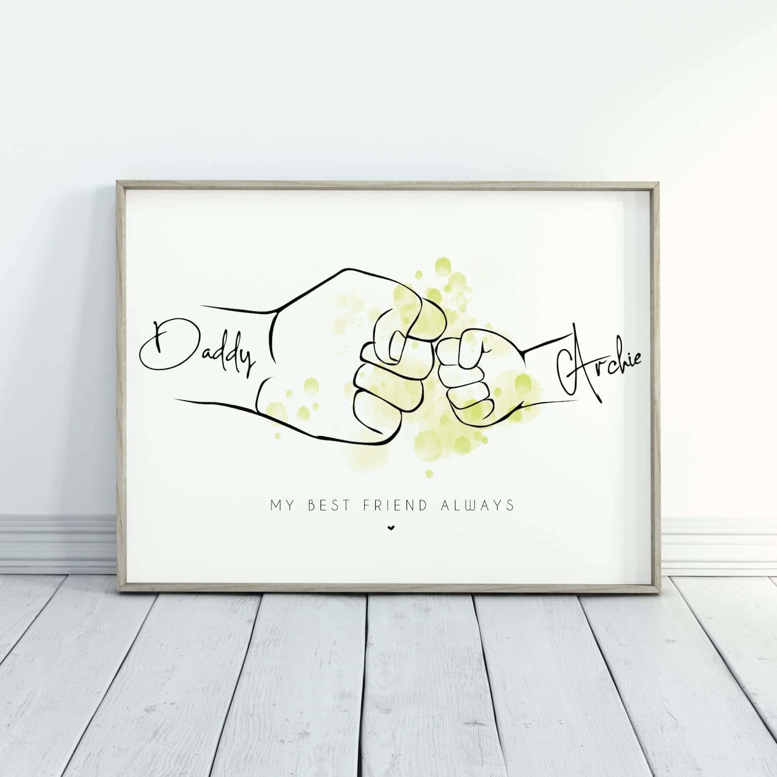 Personalised Family Names Print | Customized Gift for a Father | Custom Wall Art for Daddy | Single, A2 at XILEF Art