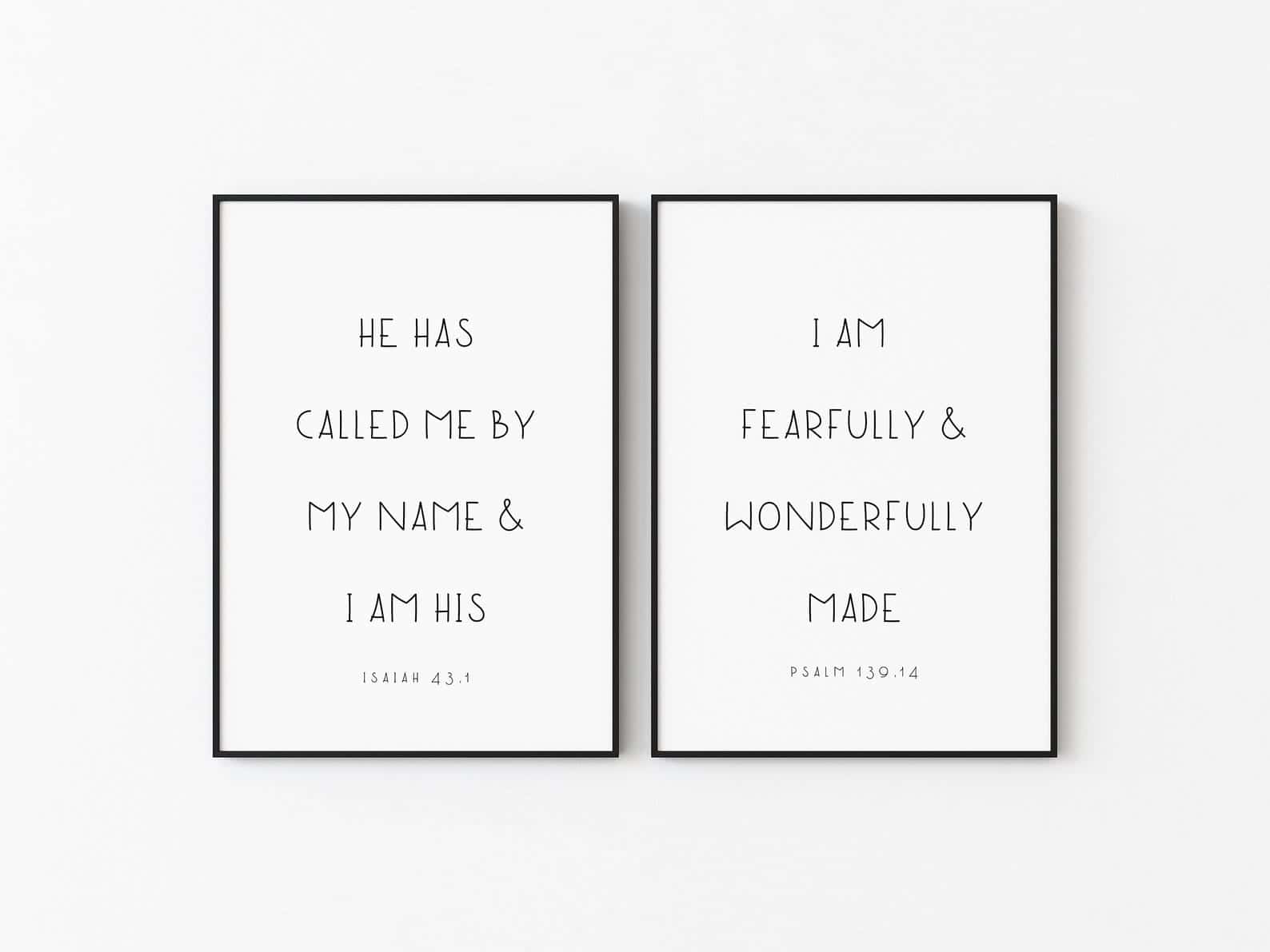 He Has Called Me, I Am Fearfully Made, Bible Verses | Duo Set, Christian Wall Art, A3 at XILEF Art
