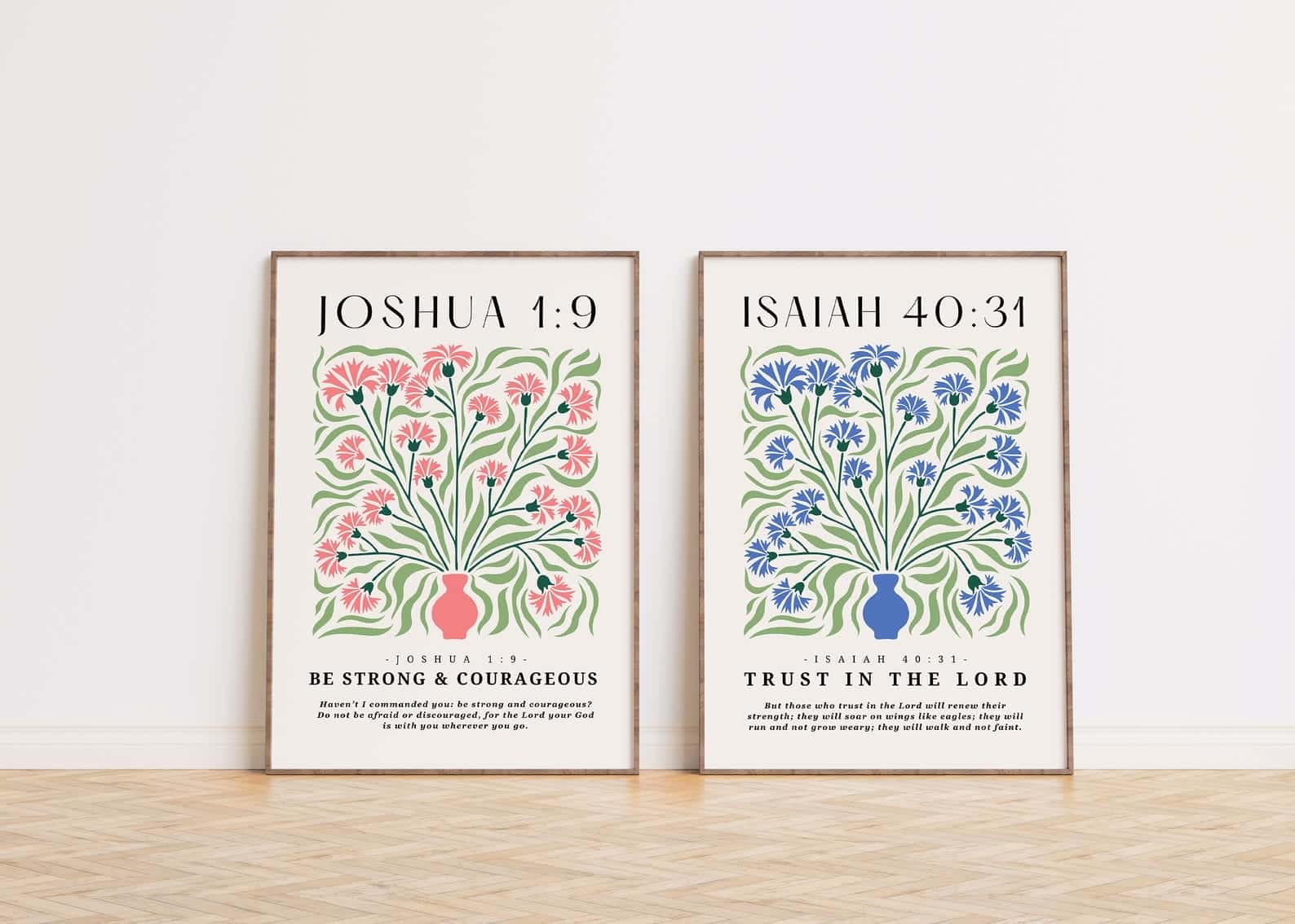 Be Strong and Trust in the LORD Bible Verses | Duo Set, Christian Wall Art, A3 at XILEF Art