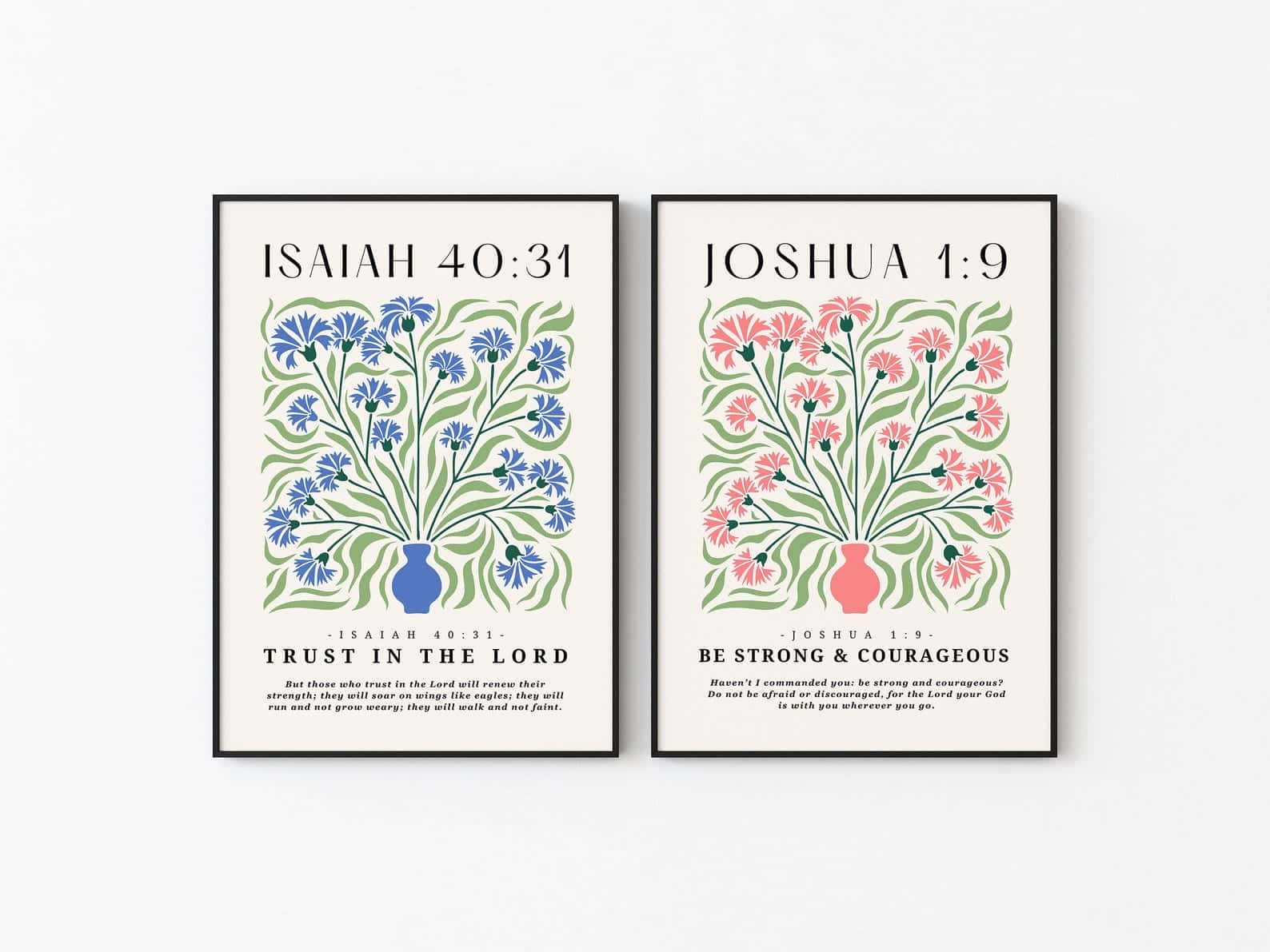 Be Strong and Trust in the LORD Bible Verses | Duo Set, Christian Wall Art, A3 at XILEF Art