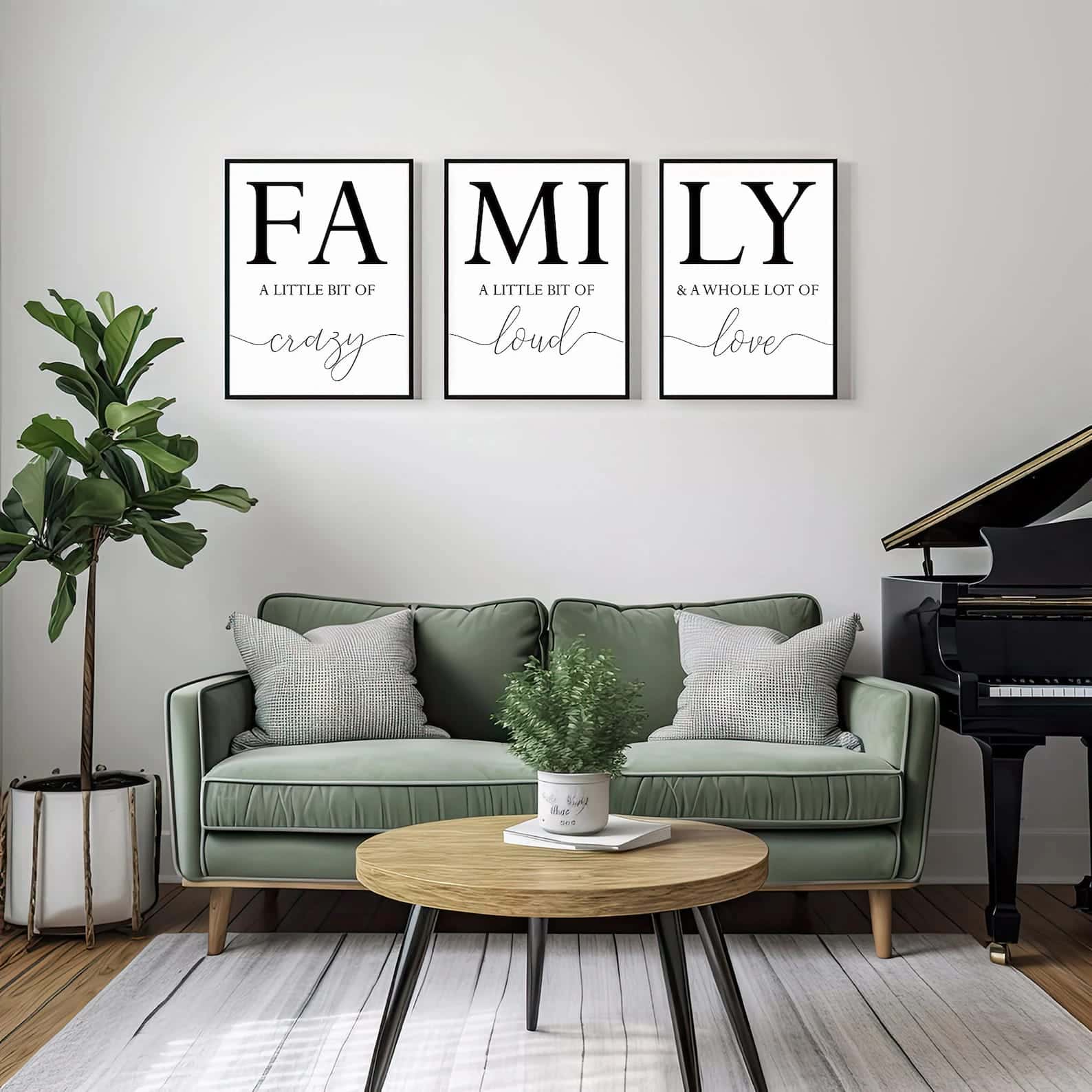 FAMILY Artwork | Custom Family Gift | Custom Wedding Gift | Custom Anniversary Gift | Trio Set Wall Art, A3 at XILEF Art