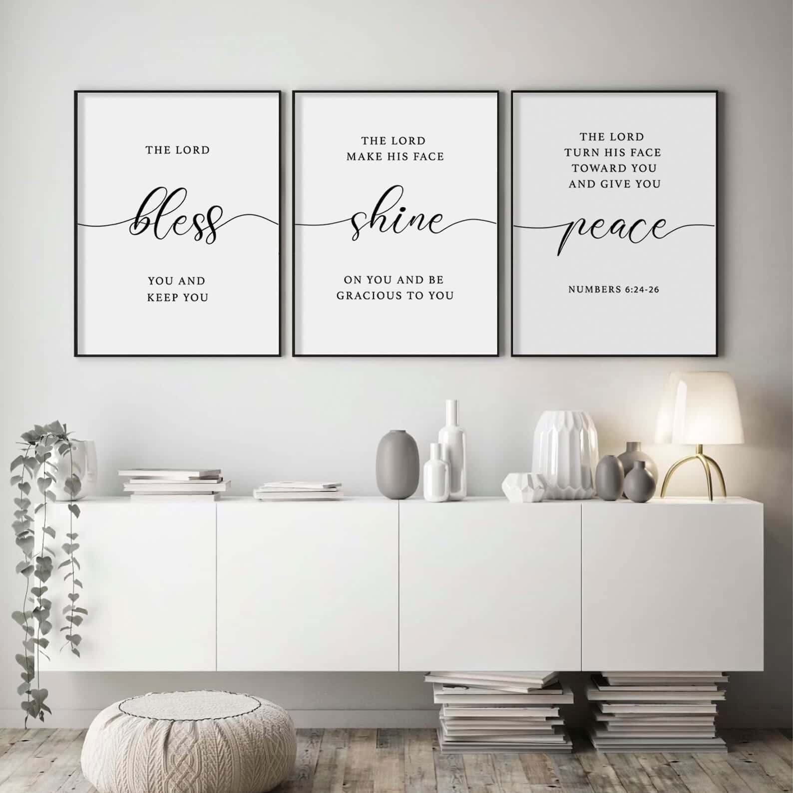The LORD Bless You and Keep You, Numbers 6:24-26 | Trio Set, Christian Wall Art, A2 at XILEF Art