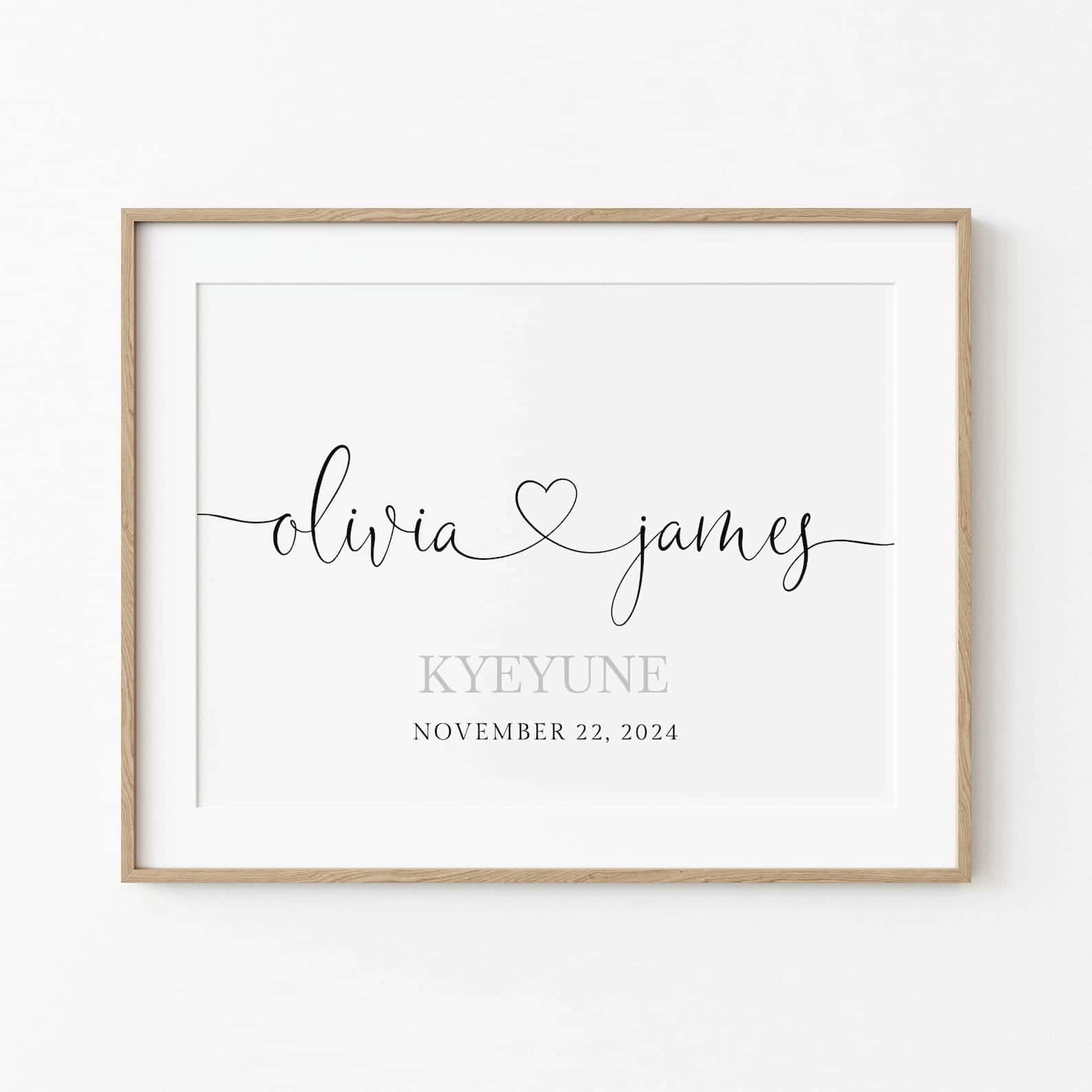 Personalised Couple Names Print | Custom Wedding Gift | Custom Couple Gift | Custom Anniversary Gift | Custom Home Decor Wall Art, A2 at XILEF Art