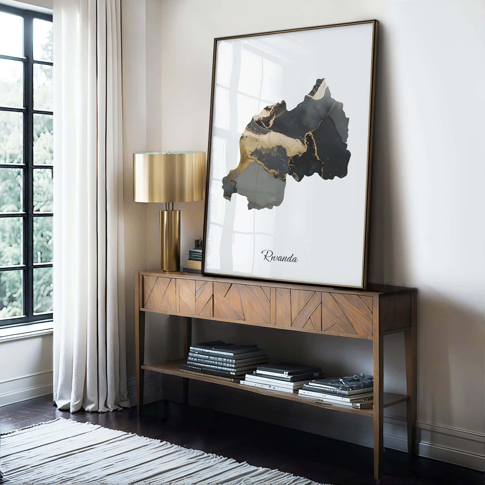 Map of Rwanda Artwork | Maps Wall Art | A2 at XILEF Art