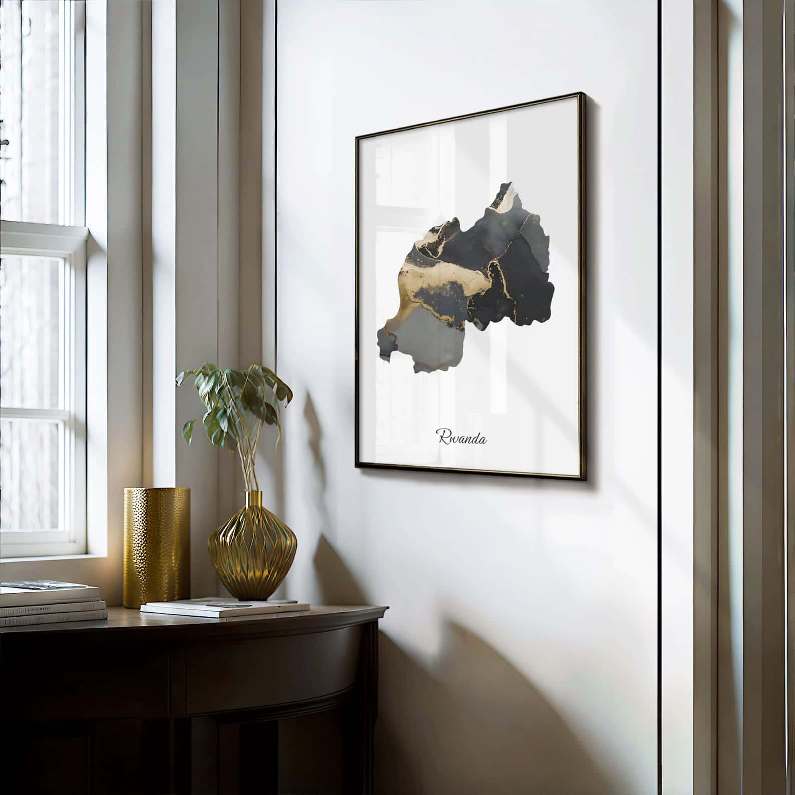 Map of Rwanda Artwork | Maps Wall Art | A2 at XILEF Art