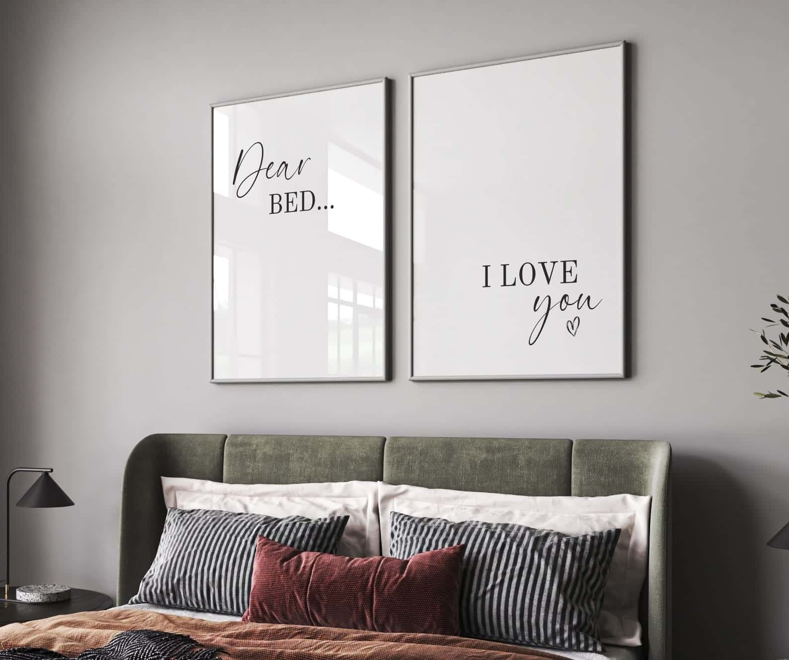 Dear Bed ... I Love You | Gift for Sleep Lovers and Singles | Duo Set, A2 at XILEF Art