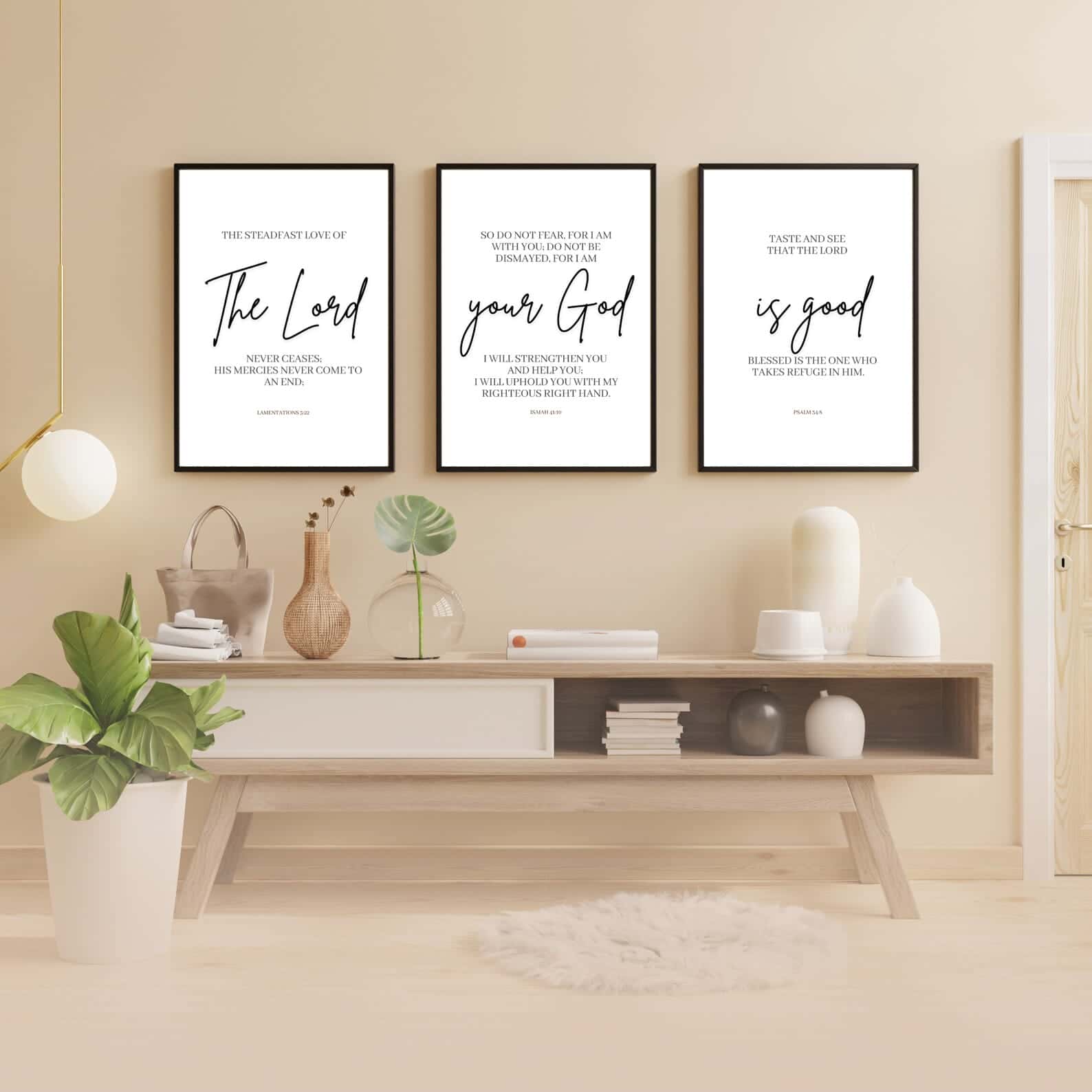 The LORD Your God Is Good, Bible Verses | Trio Set, Christian Wall Art, A2 at XILEF Art