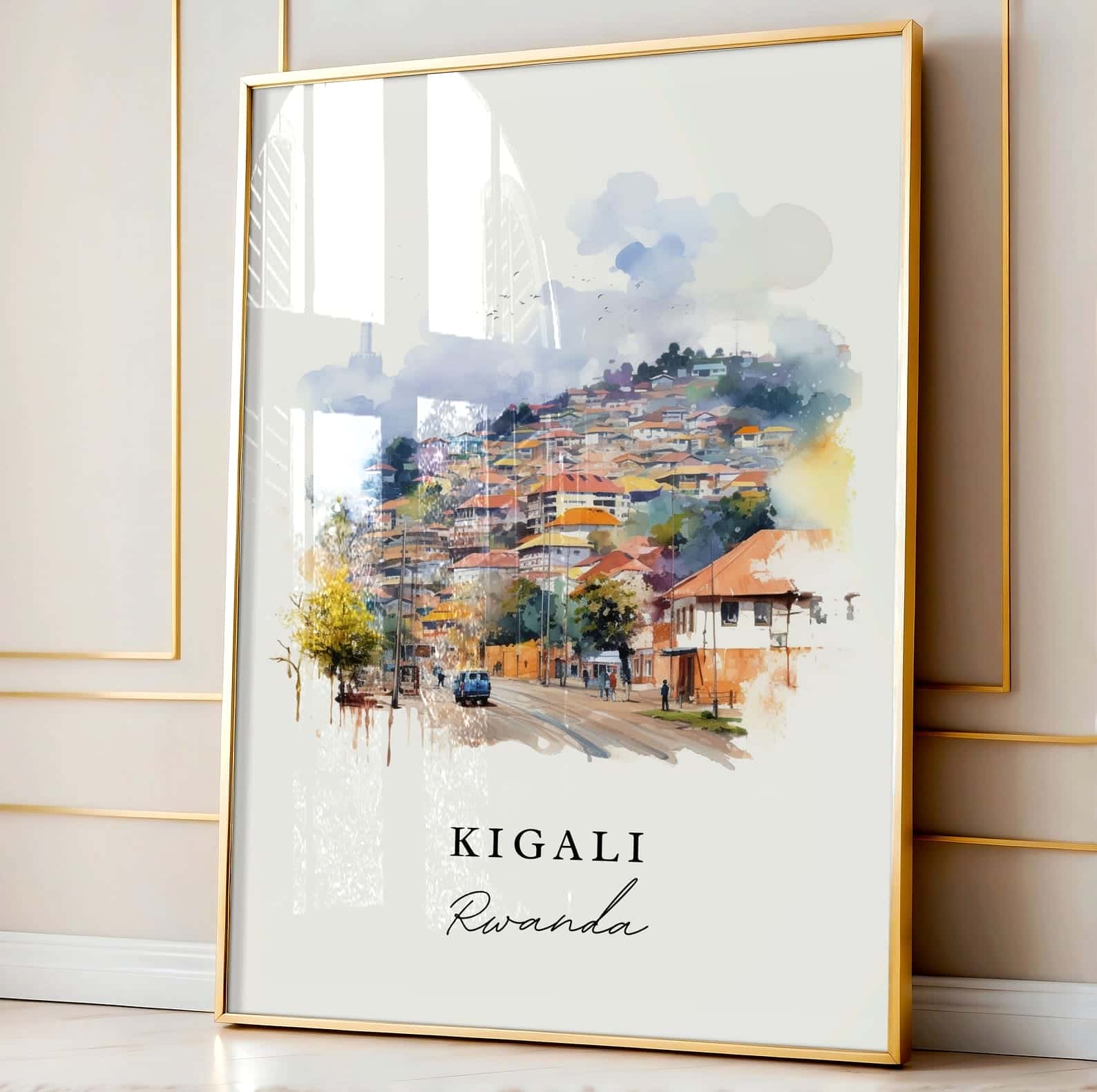 Map of Rwanda Artwork | Maps Wall Art | A2 at XILEF Art