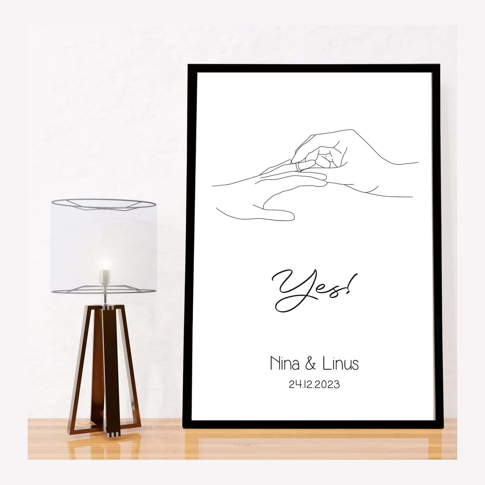 Personalised Couple Names Print | Custom Wedding Gift | Custom Couple Gift | Custom Anniversary Gift | Custom Home Decor Wall Art, A2 at XILEF Art