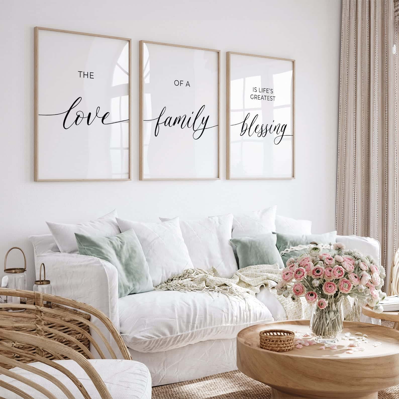 The Love of a Family Is Life's Greatest Blessing | Trio Set, Christian Wall Art, A2 at XILEF Art