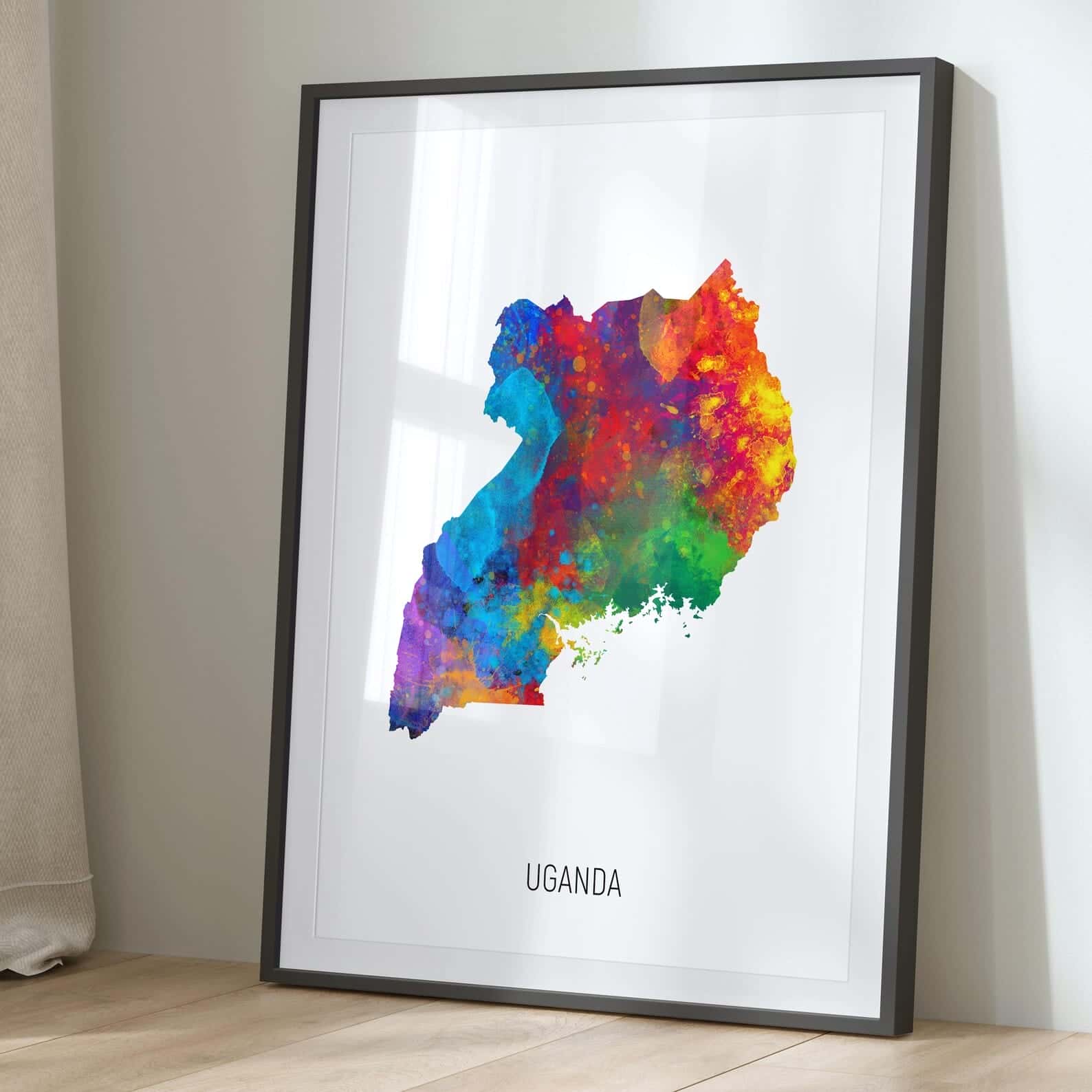 Map of Uganda Artwork | Maps Wall Art | A2 at XILEF Art