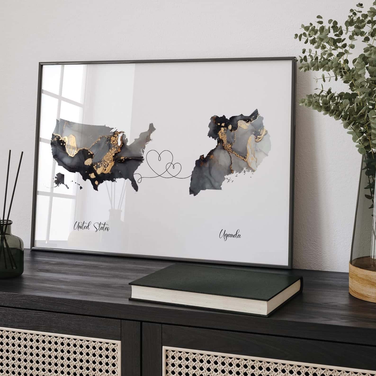 Map of Uganda Artwork | Maps Wall Art | A2 at XILEF Art
