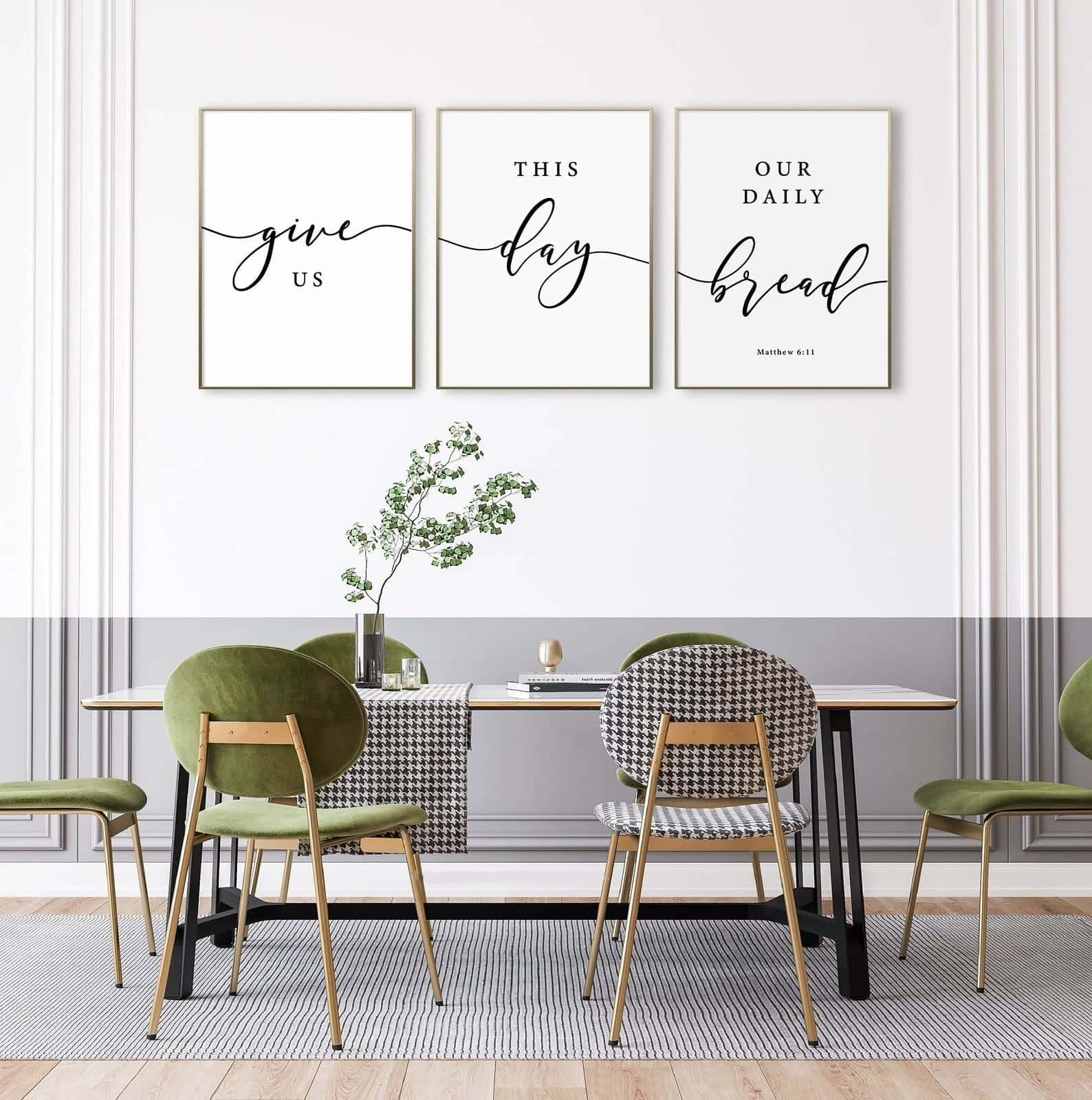 Give Us This Day Our Daily Bread, Matthew 6:11 | Trio Set, Christian Wall Art, A3 at XILEF Art