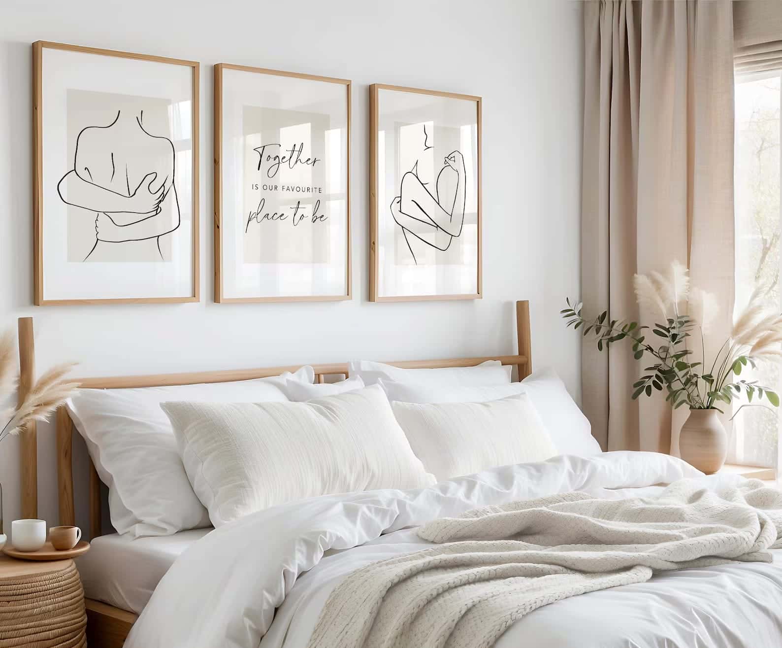 COUPLE Artwork | Bedroom Wall Art | Special Wedding Gift | Anniversary Gift | Trio Set Wall Art, A3 at XILEF Art