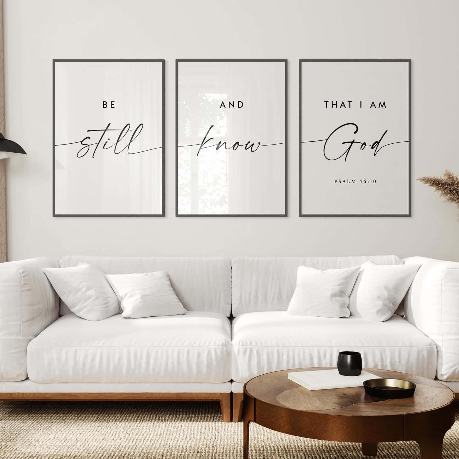Be Still and Know that I Am God, Psalm 46:10 | Trio Set, Christian Wall Art, A3 at XILEF Art