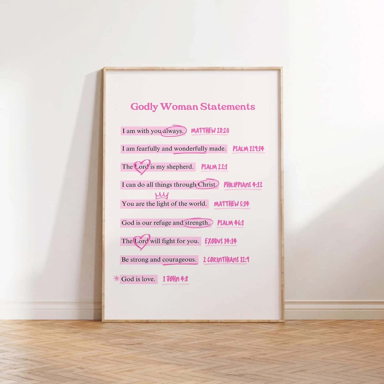 Godly Woman Statements with Bible Verses | Single, Christian Wall Art, A3 at XILEF Art