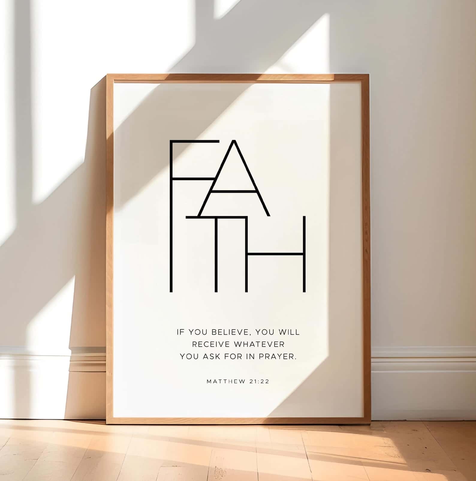 FAITH, Bible Verse on Faith, Matthew 21:22 | Single, Christian Wall Art, A3 at XILEF Art