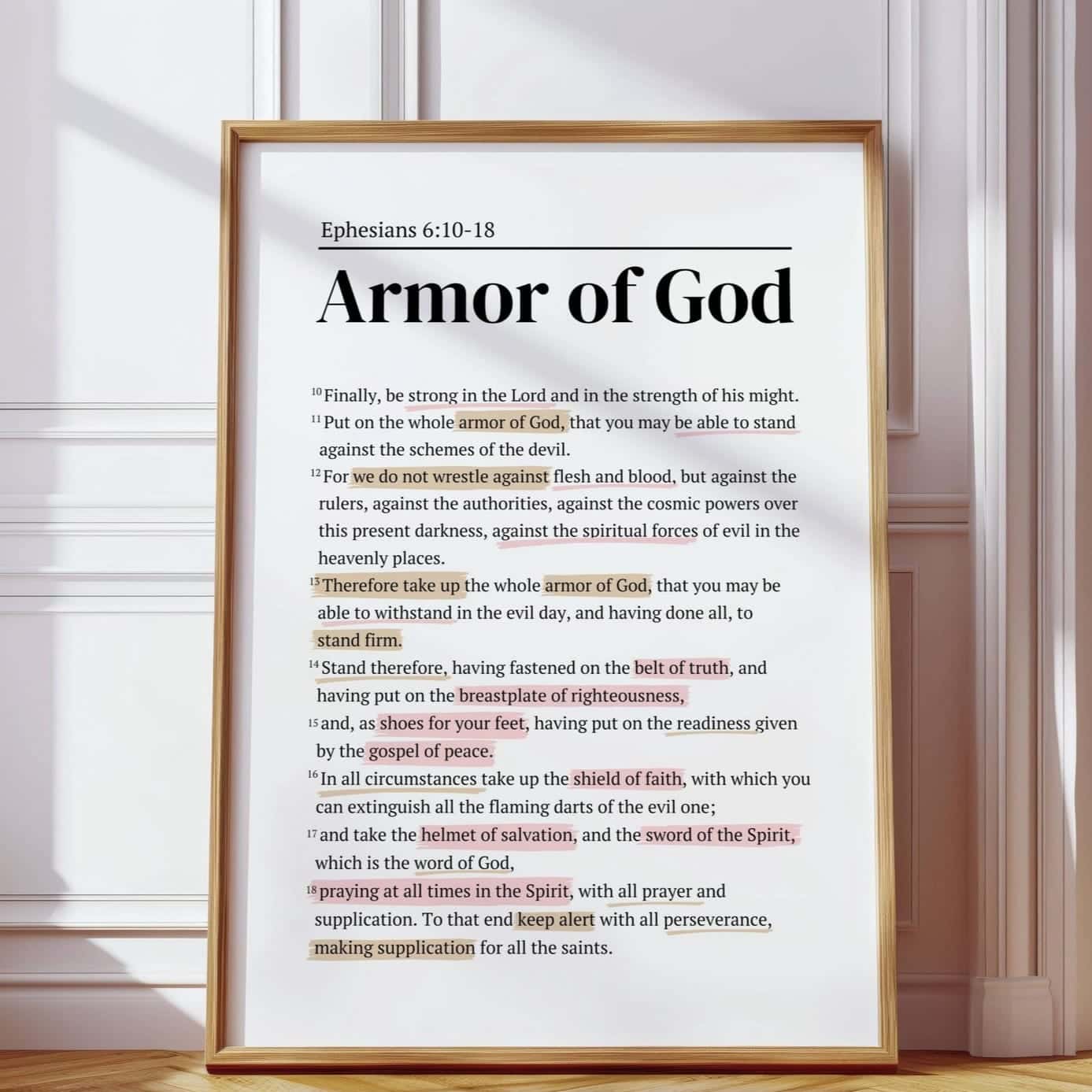 The Armor of God, Ephesians 6:10-18 | Single, Christian Wall Art, A3 at XILEF Art